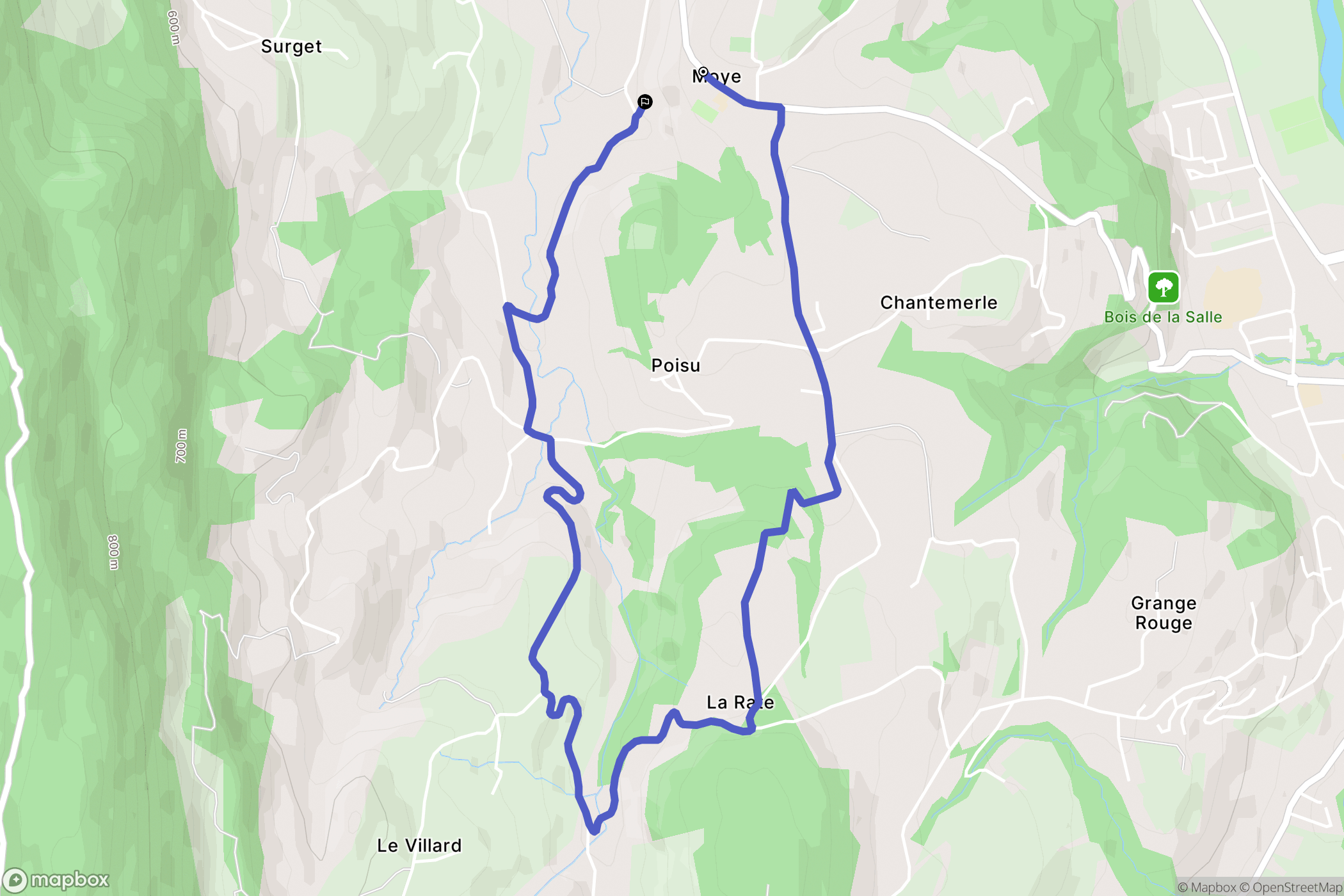 Moye : carte du parcours de randonnée - France