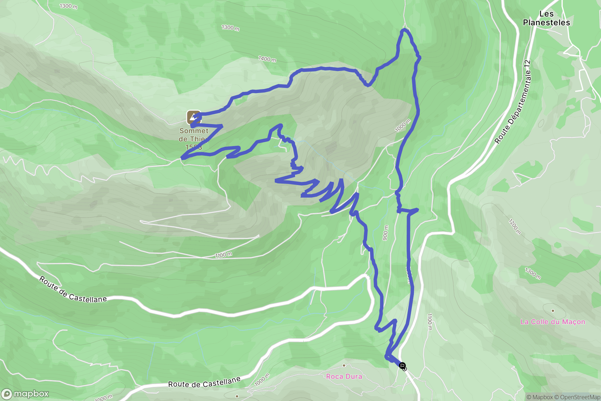 Saint-Vallier-de-Thiey : carte du parcours de randonnée - France