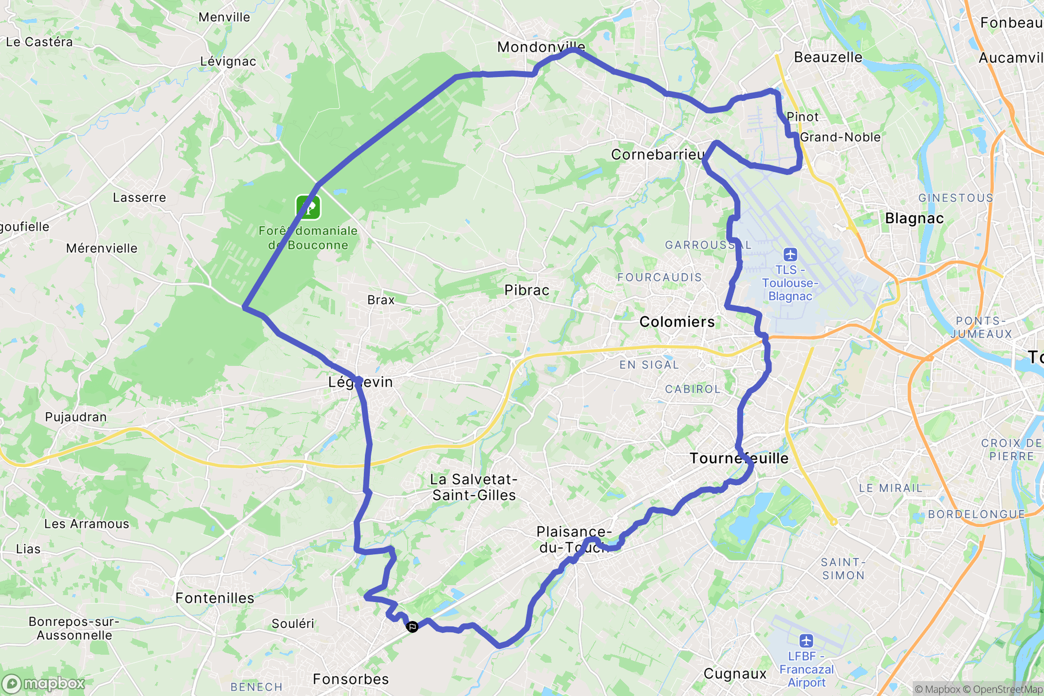 Fonsorbes : carte du parcours de randonnée - France