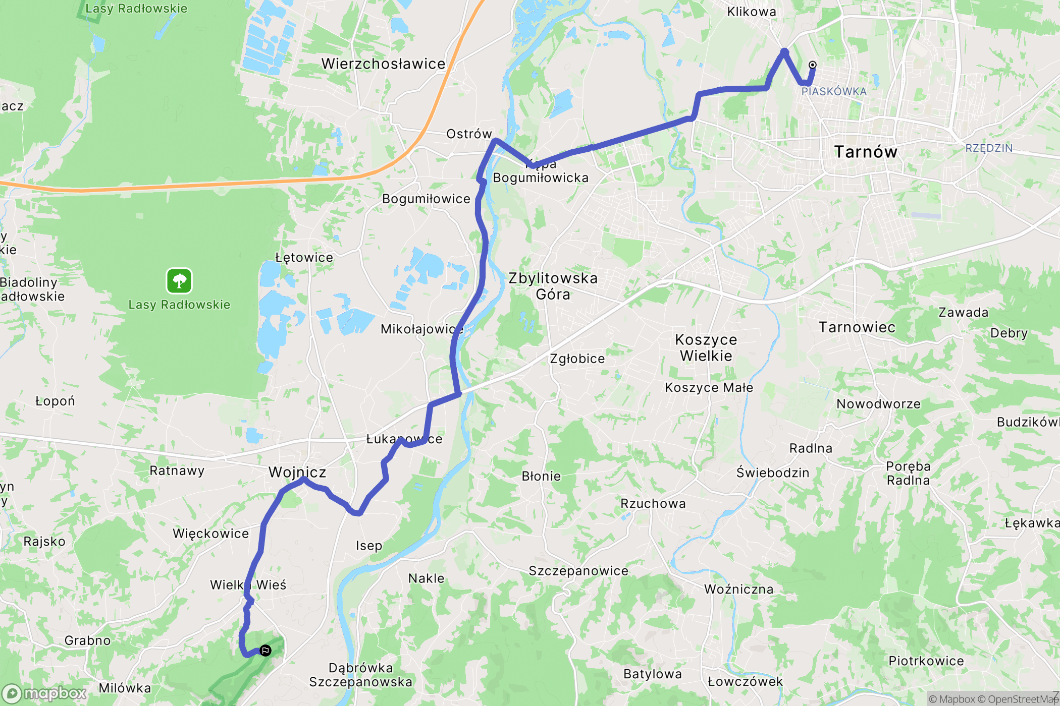 Tarnów: mapa trasy - Poland