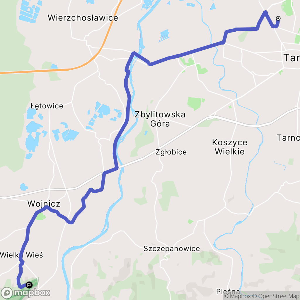 Tarnów: mapa trasy - Poland