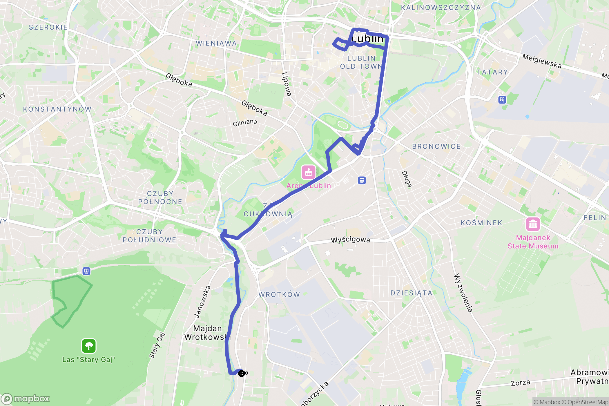 Lublin: mapa trasy - Poland