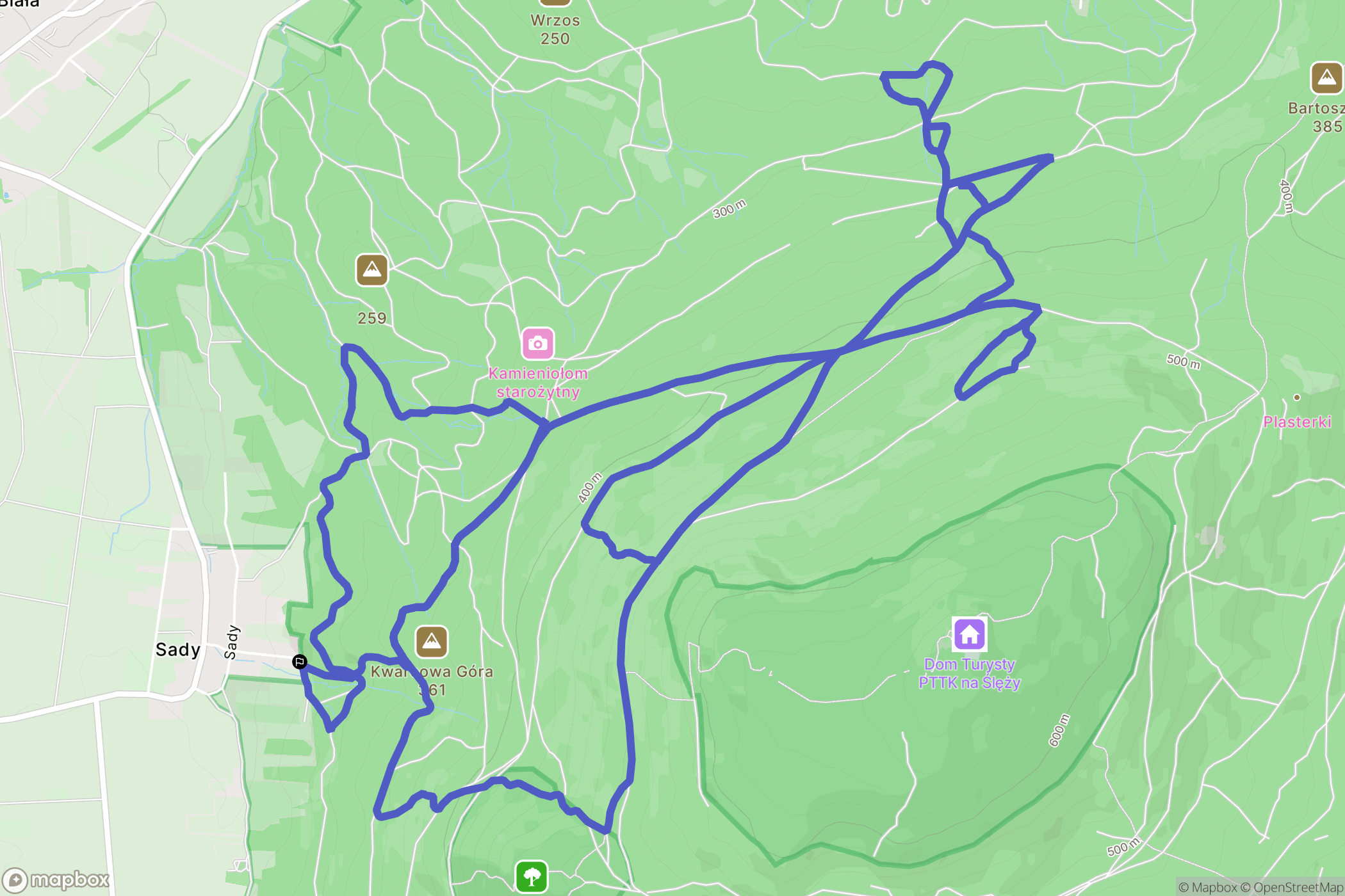 Sady: mapa trasy - Poland