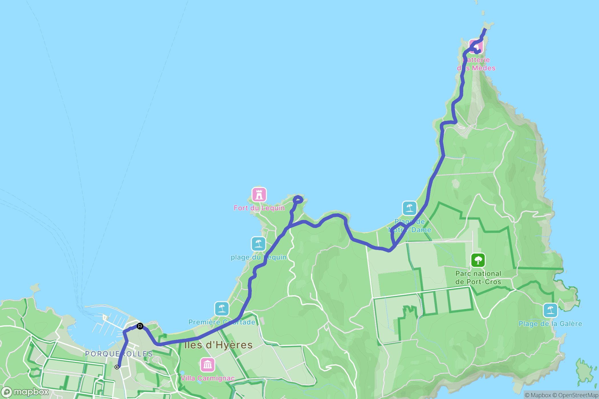 Hyères : carte du parcours de randonnée - France