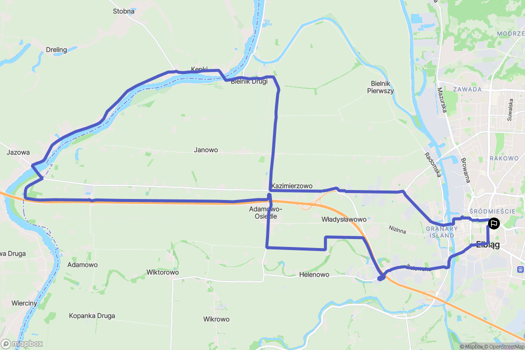 Elbląg: mapa trasy - Poland