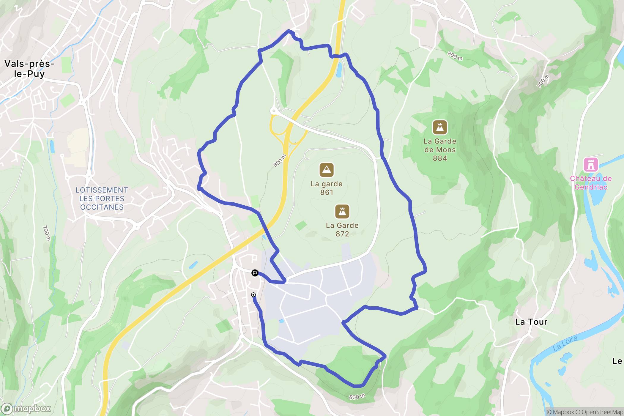 Le Puy-en-Velay : carte du parcours de randonnée - France
