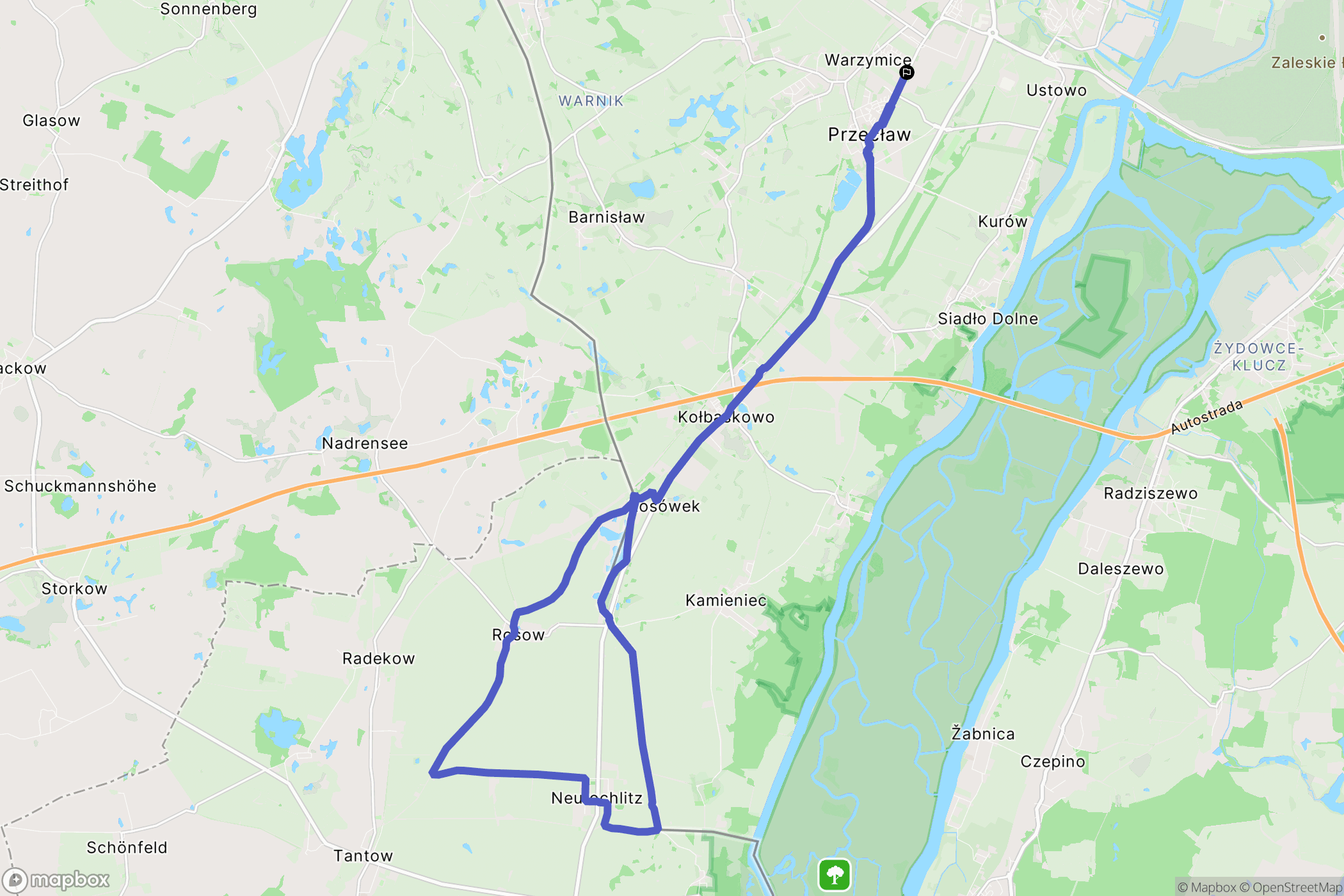 Warzymice: mapa trasy - Poland