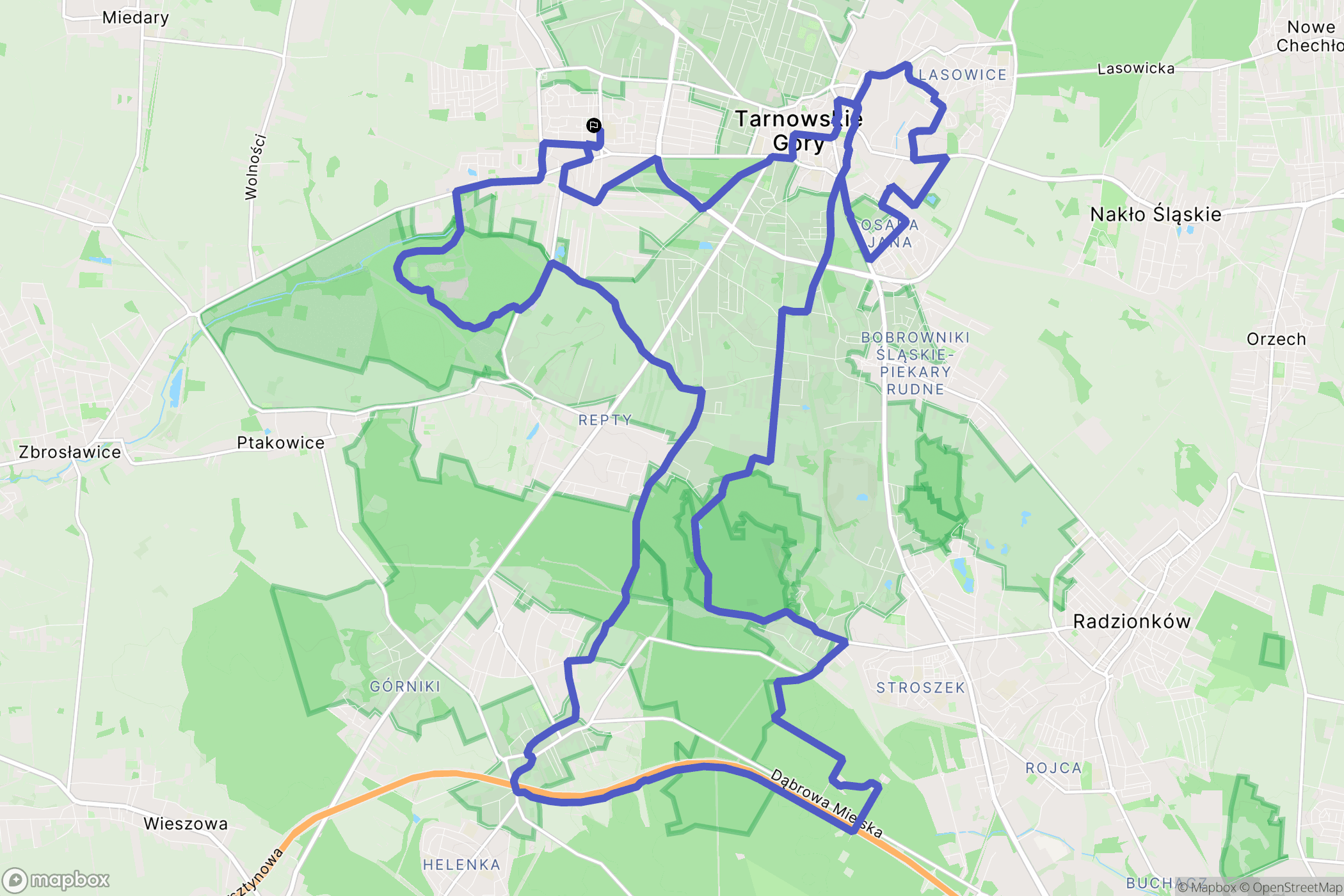 Tarnowskie Góry: mapa trasy - Poland