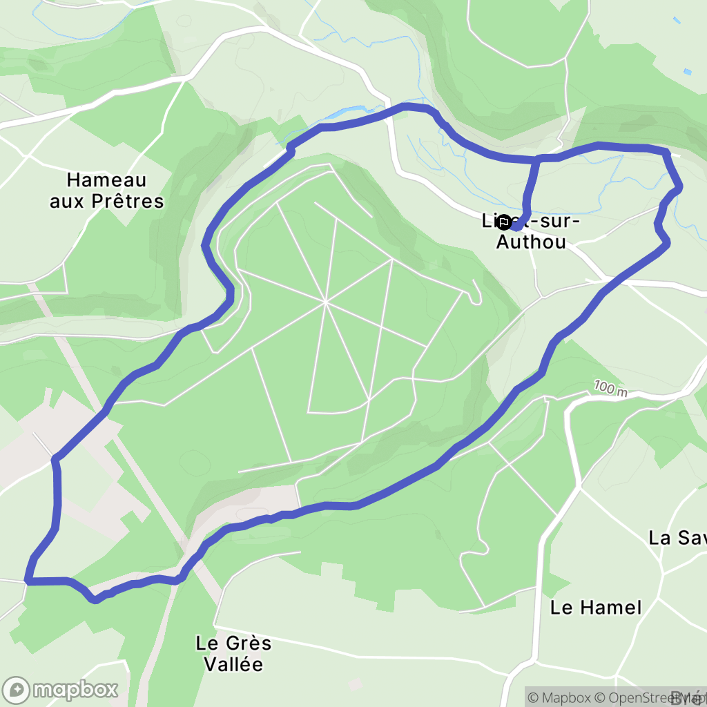 Livet-sur-Authou : carte du parcours de randonnée - France