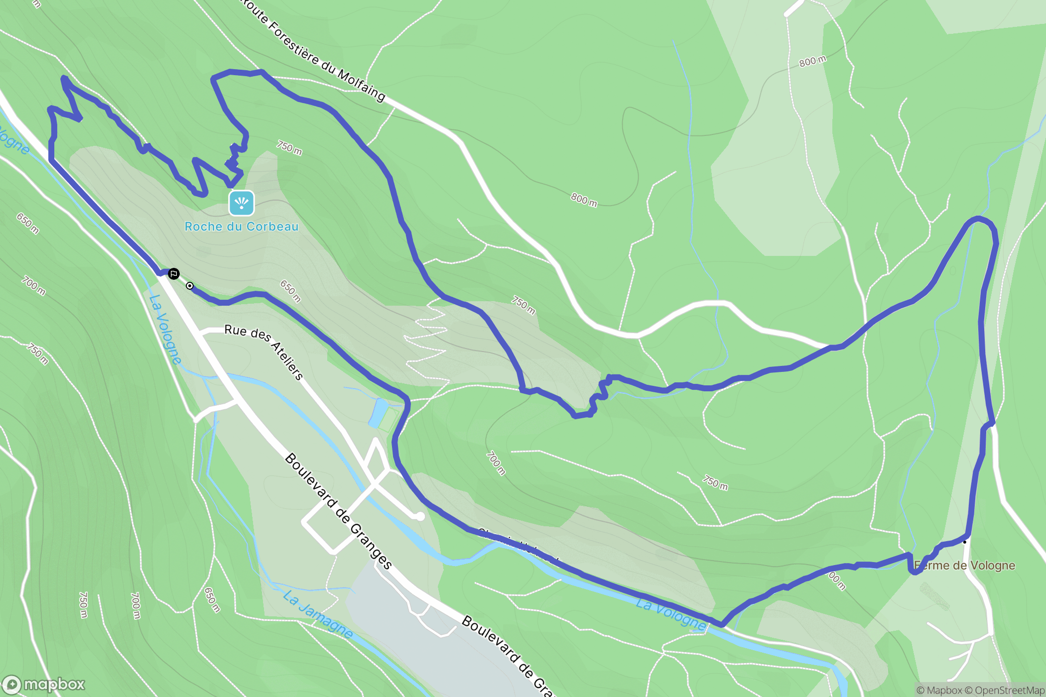 Gérardmer : carte du parcours de randonnée - France
