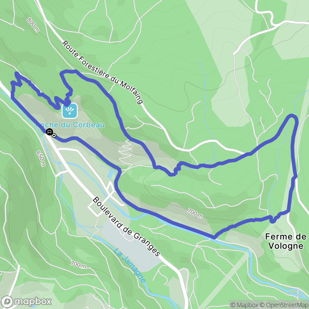 Gérardmer : carte du parcours de randonnée - France