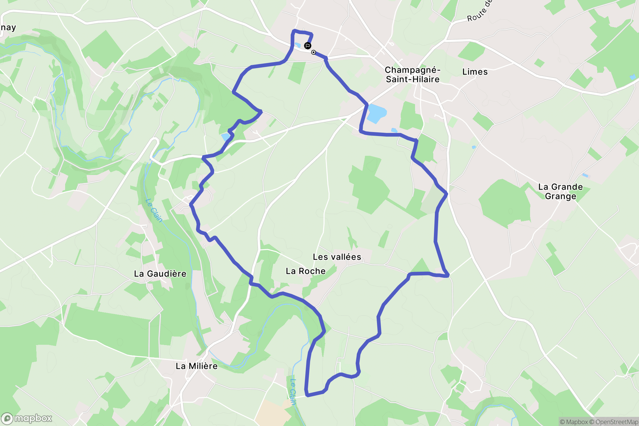 Champagné-Saint-Hilaire : carte du parcours de randonnée - France