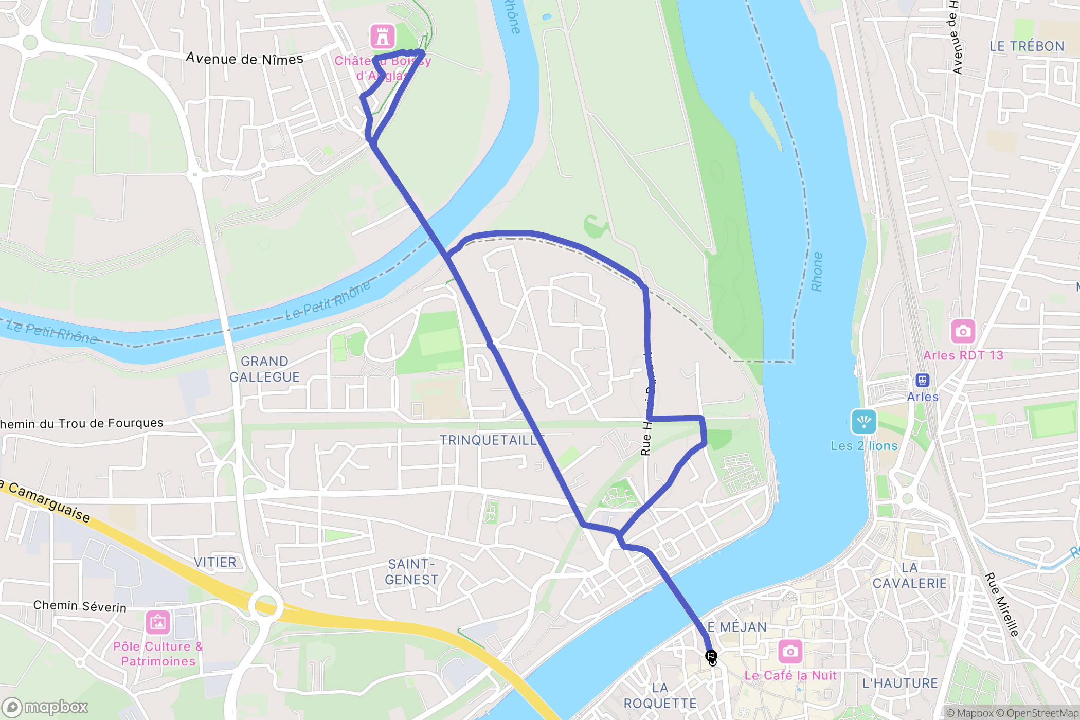 Arles : carte du parcours de randonnée - France