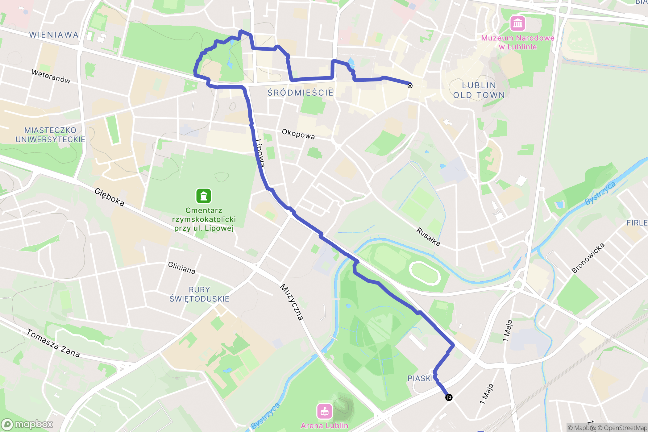 Lublin: mapa trasy - Poland