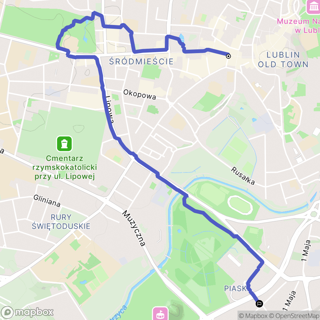 Lublin: mapa trasy - Poland
