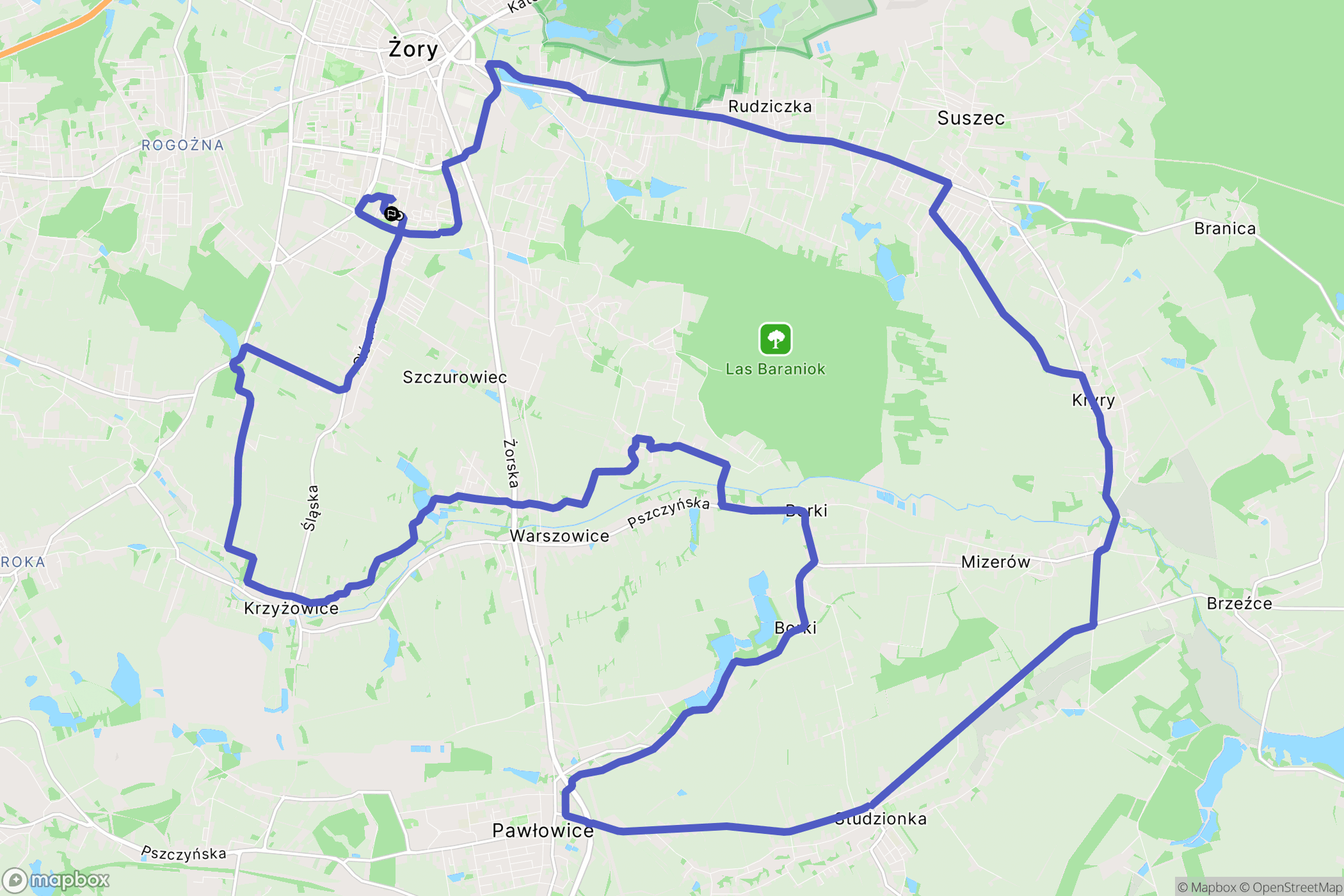 Żory: mapa trasy - Poland