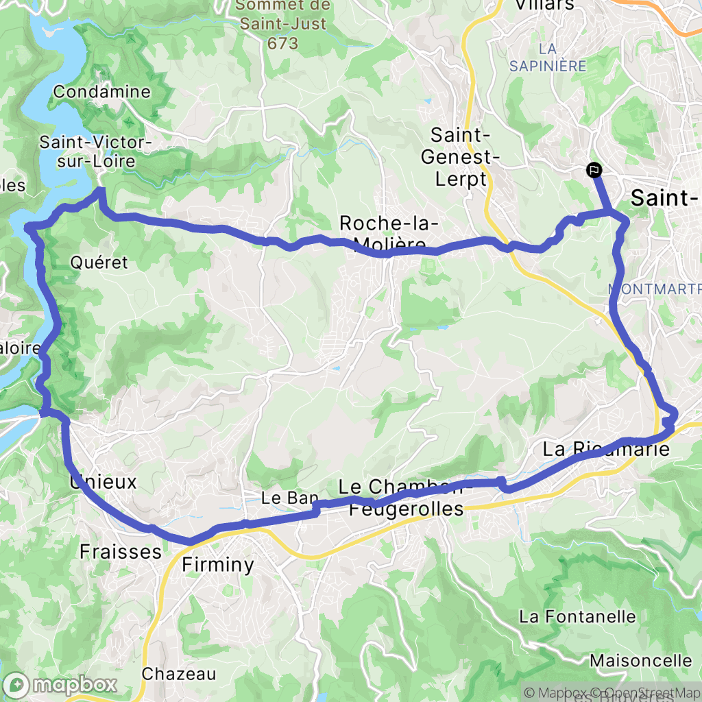 Saint-Étienne : carte du parcours de randonnée - France