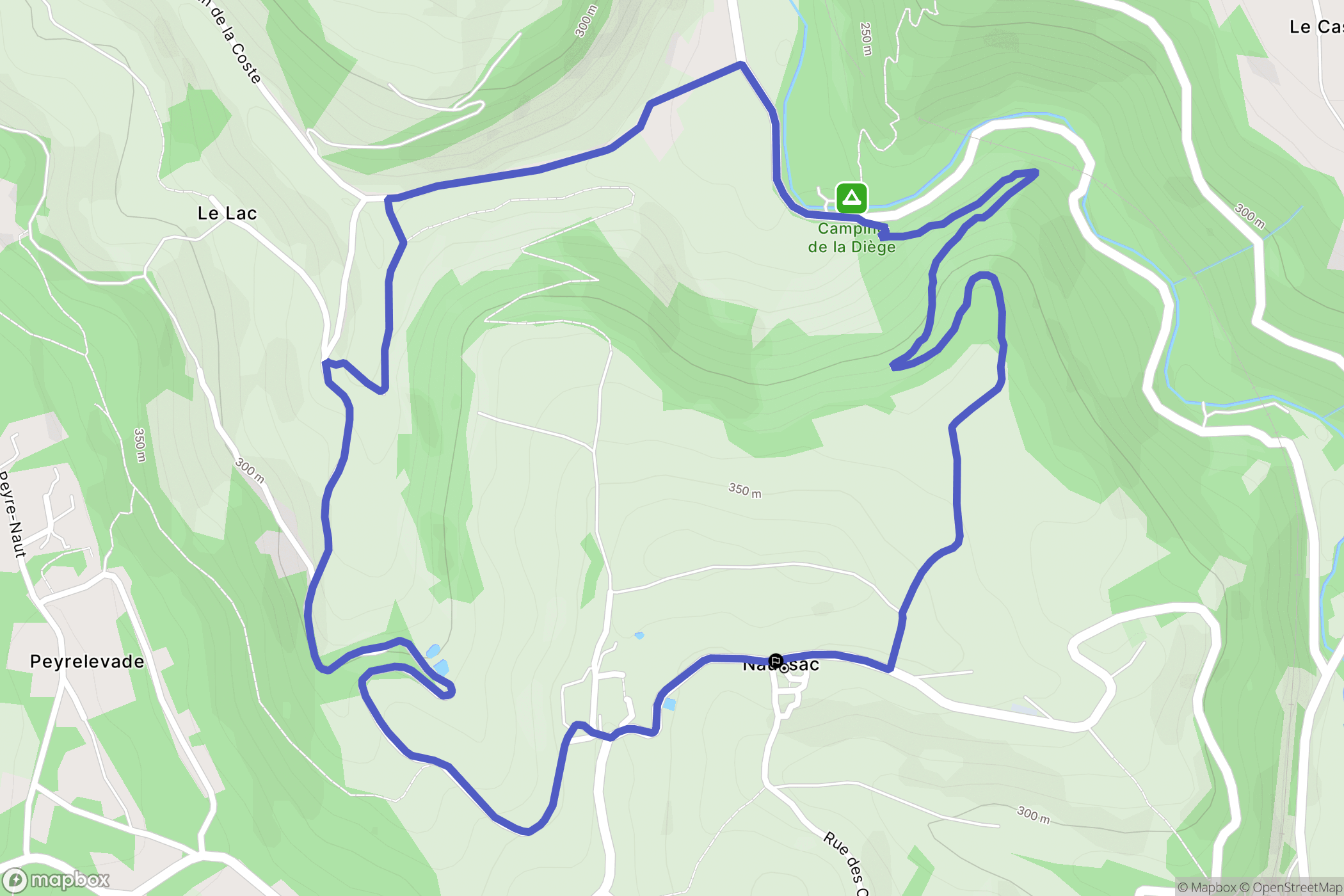 Naussac : carte du parcours de randonnée - France