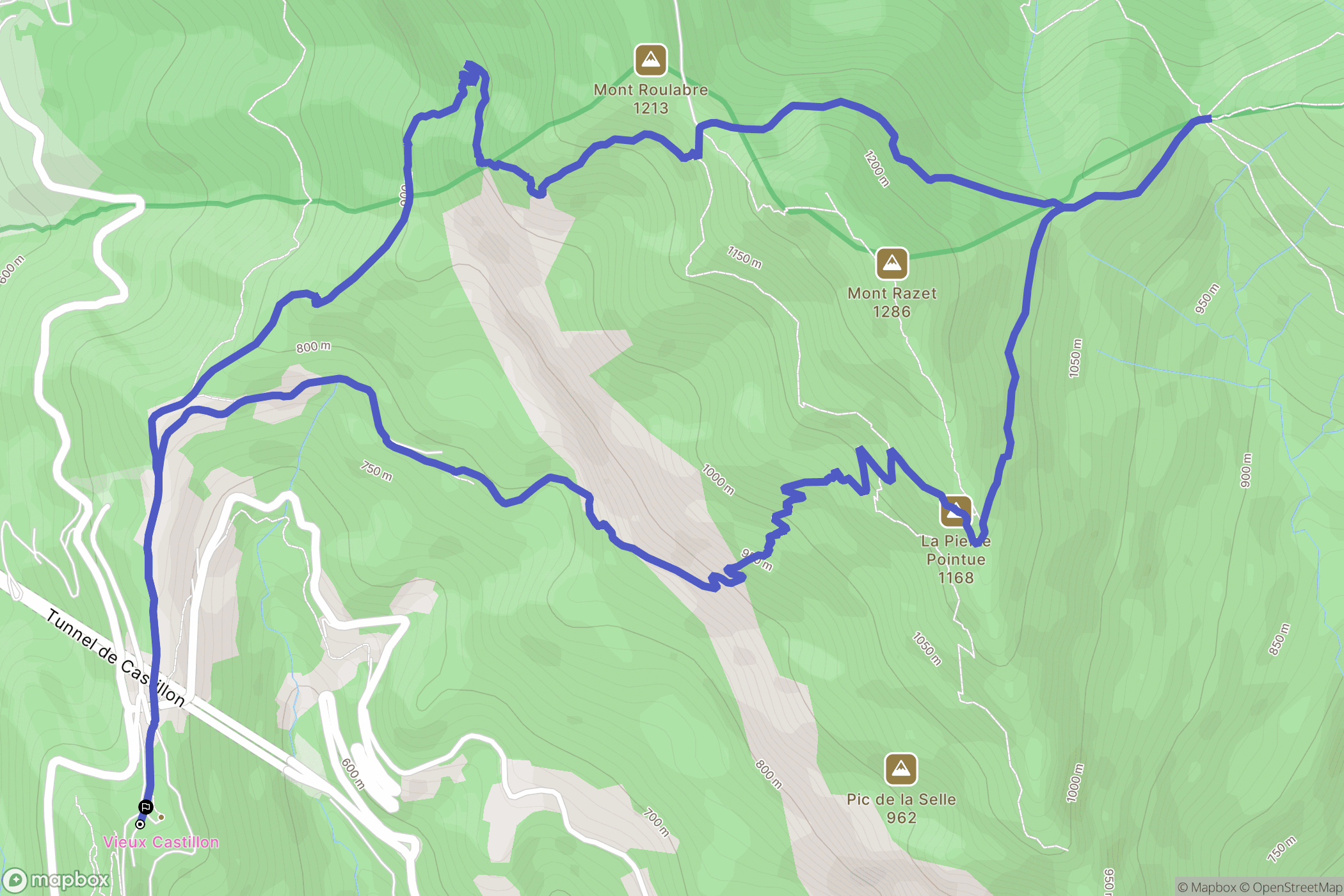 Castillon : carte du parcours de randonnée - France