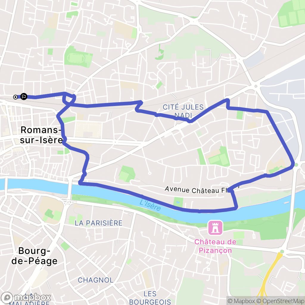 Romans-sur-Isère : carte du parcours de randonnée - France