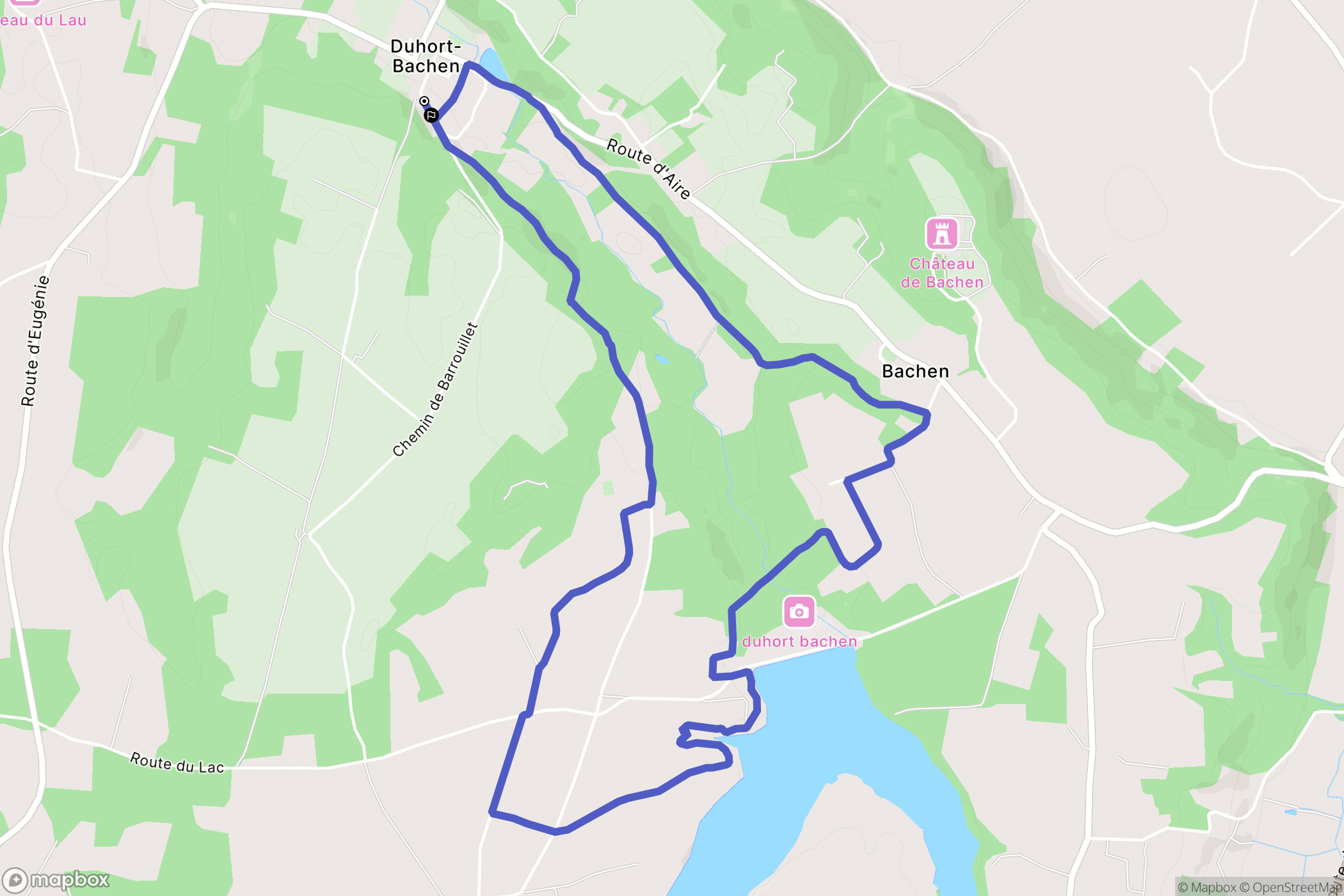 Duhort-Bachen : carte du parcours de randonnée - France