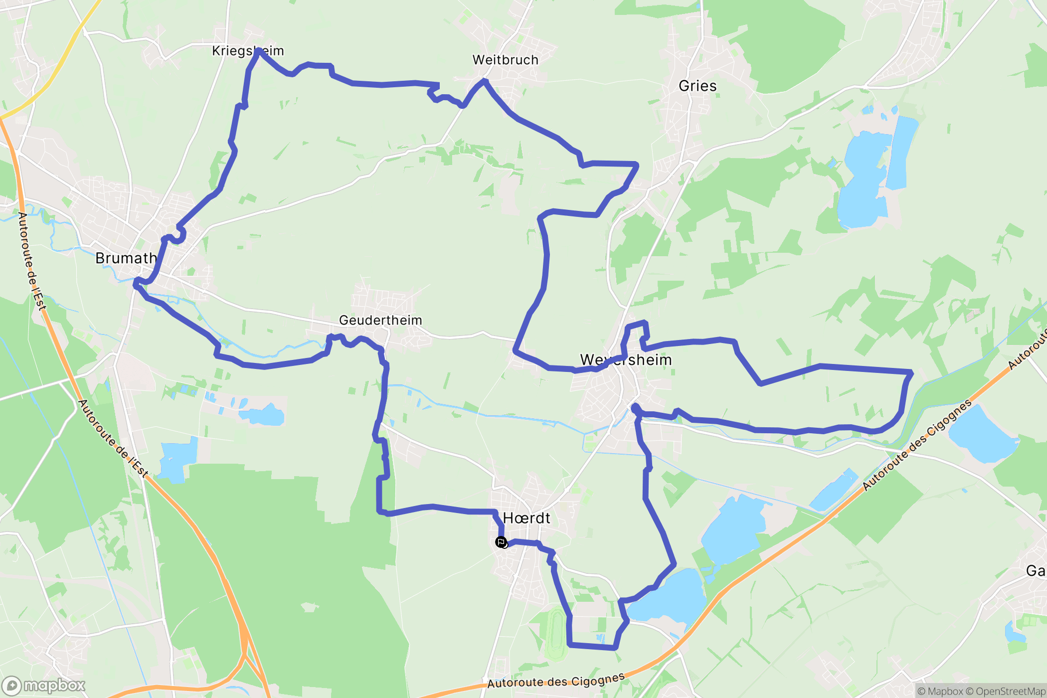 Hœrdt : carte du parcours de randonnée - France