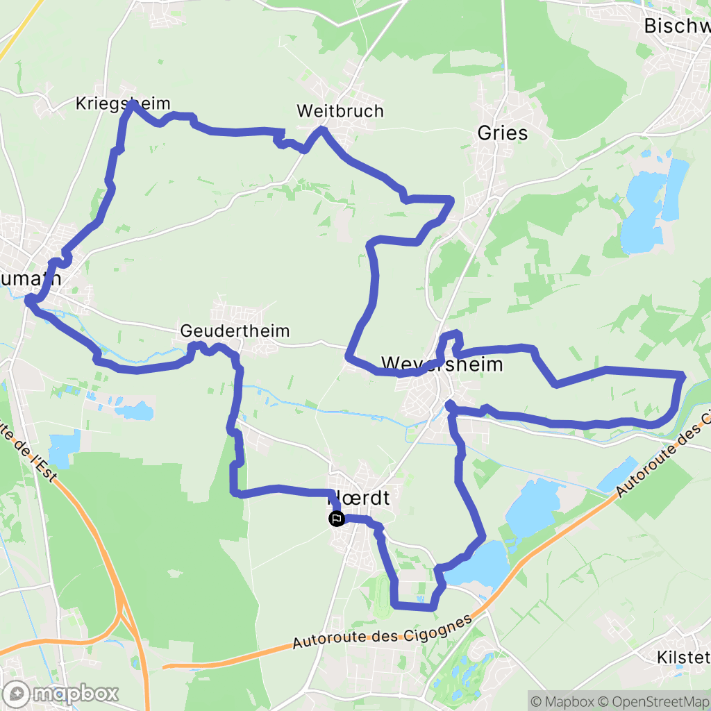 Hœrdt : carte du parcours de randonnée - France