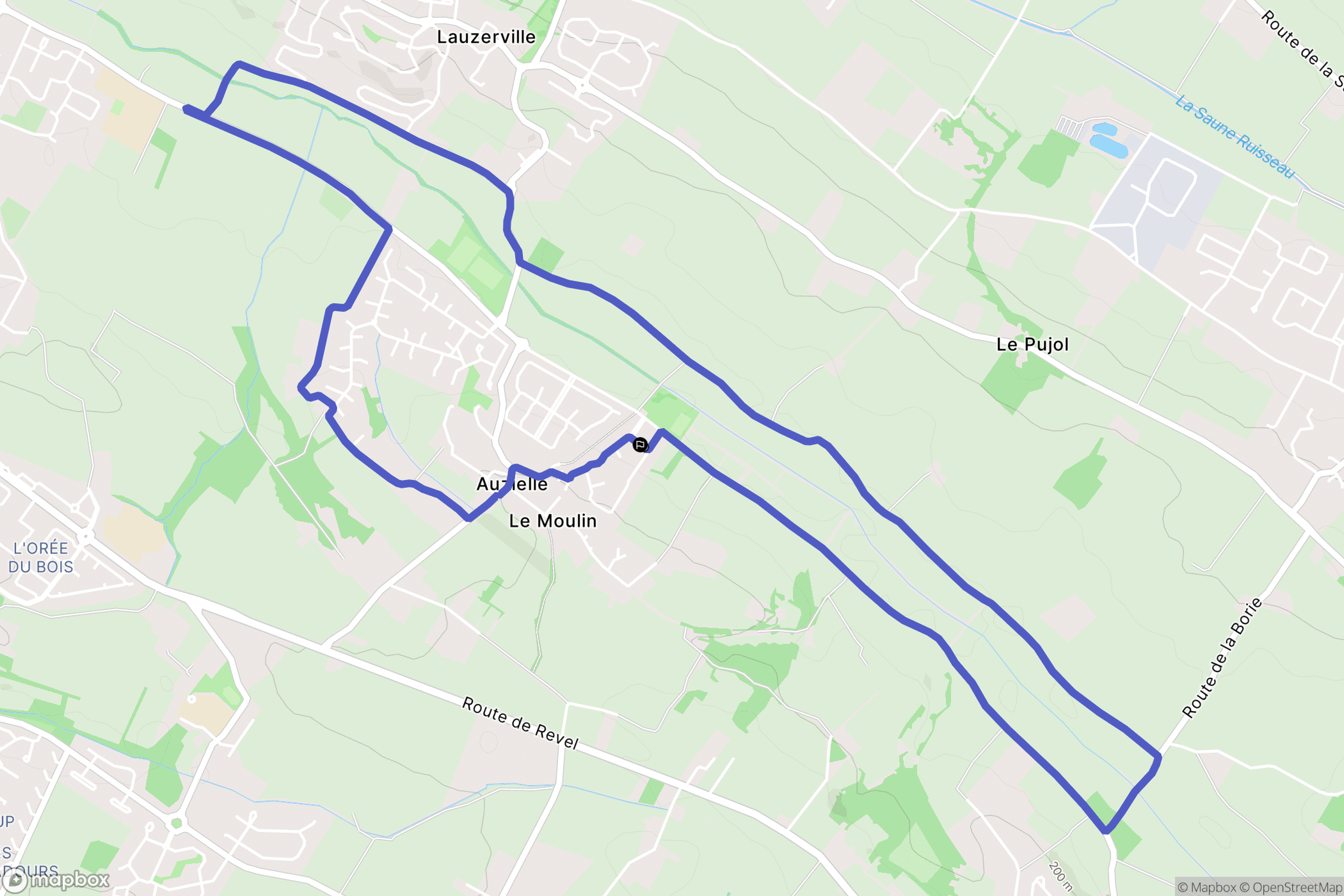 Auzielle : carte du parcours de randonnée - France