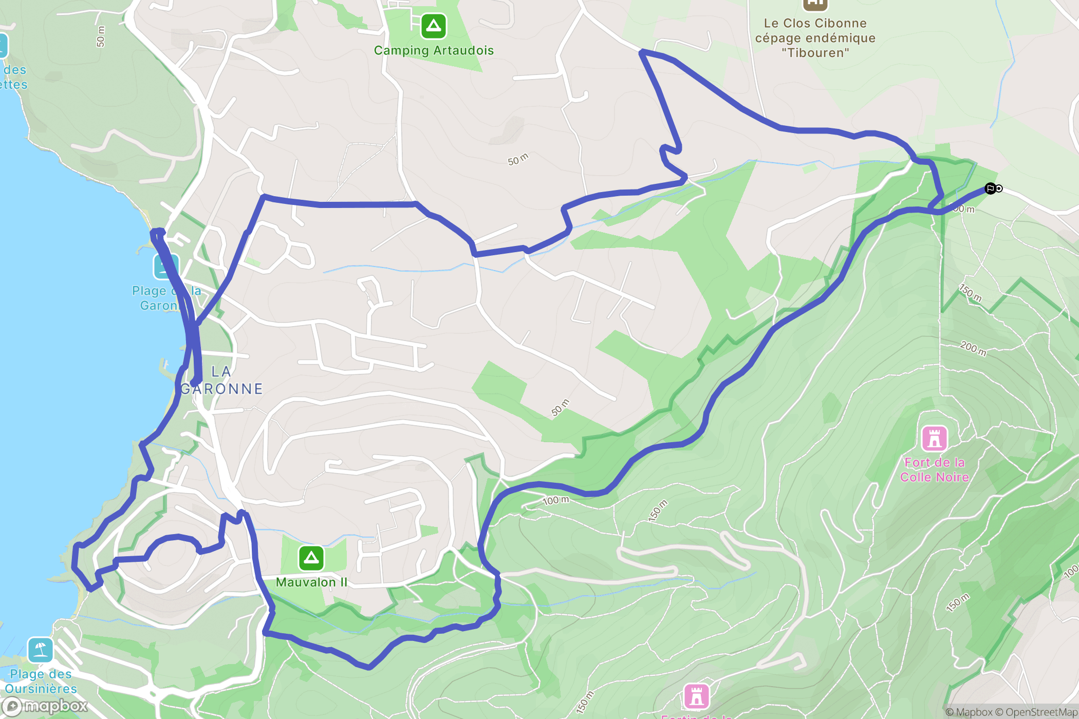 Carqueiranne : carte du parcours de randonnée - France