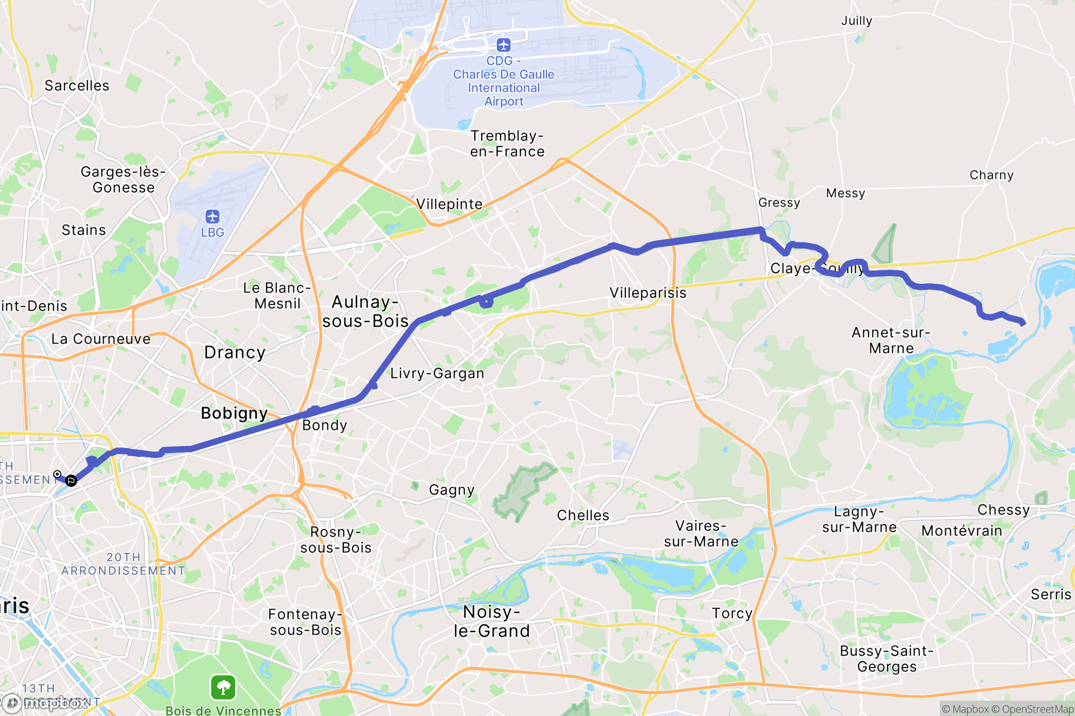 Paris : carte du parcours de randonnée - France