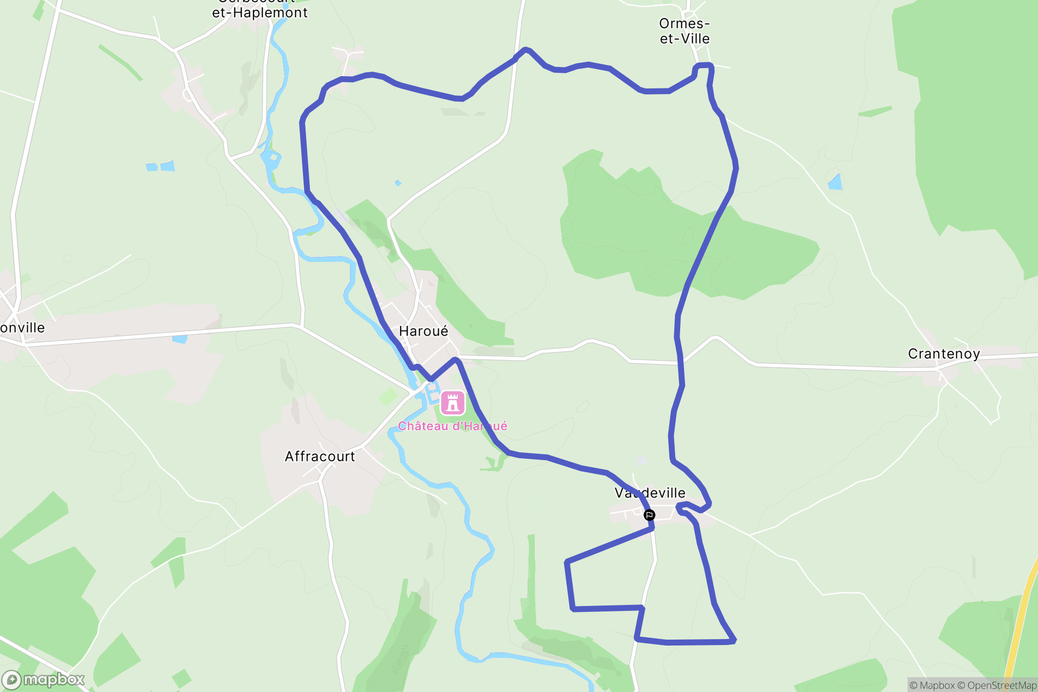 Vaudeville : carte du parcours de randonnée - France