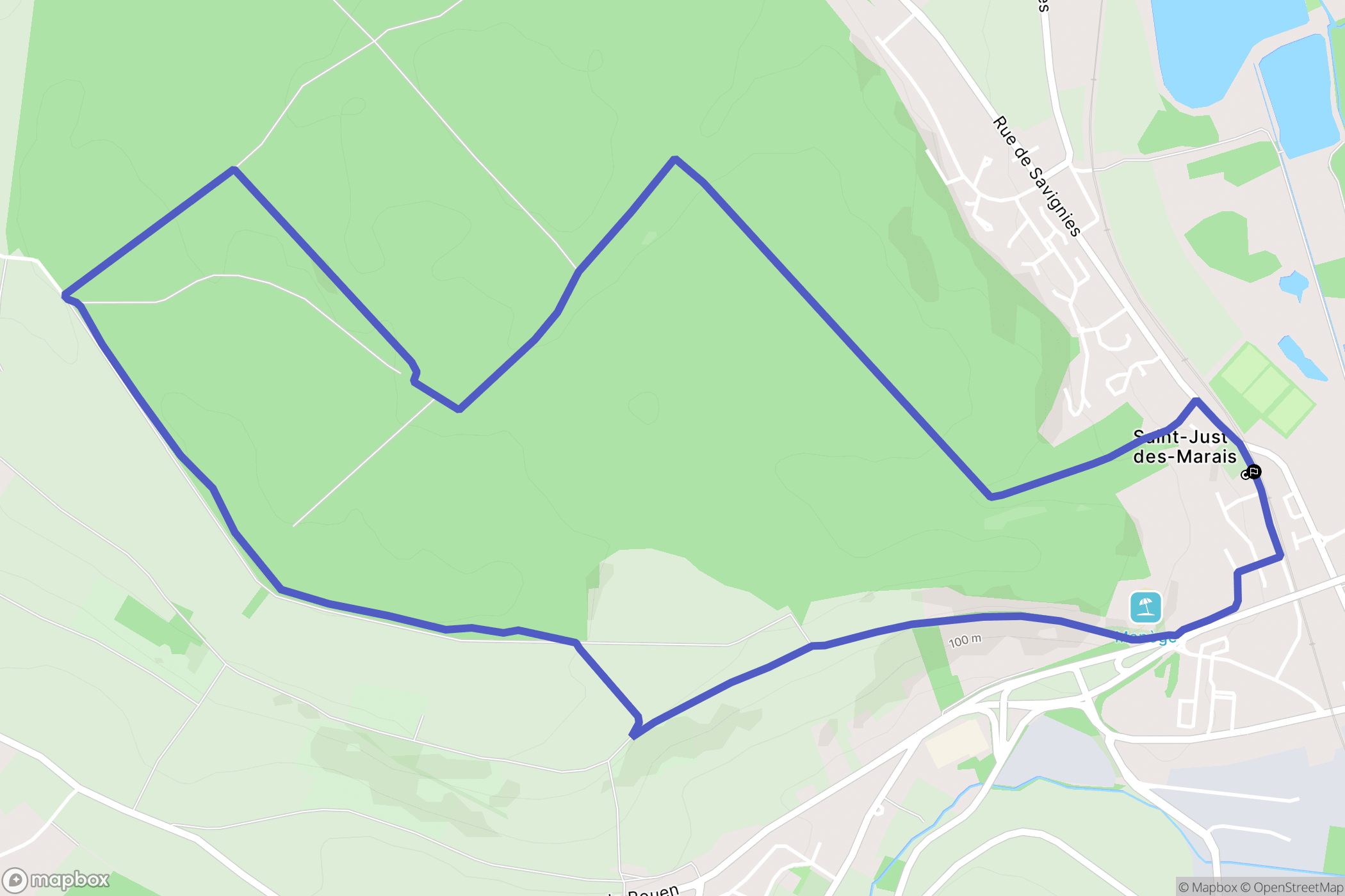 Beauvais : carte du parcours de randonnée - France