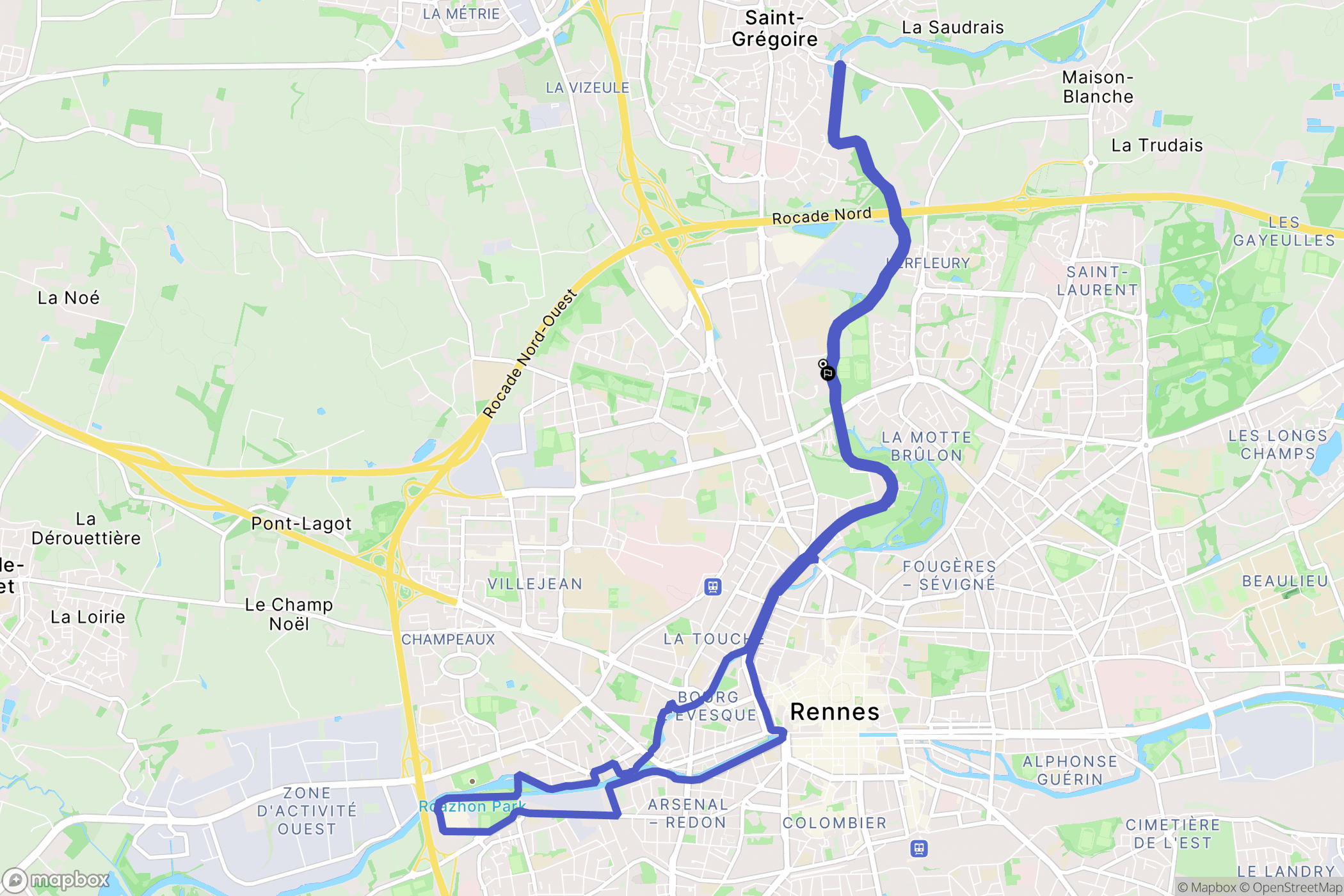 Rennes : carte du parcours de randonnée - France