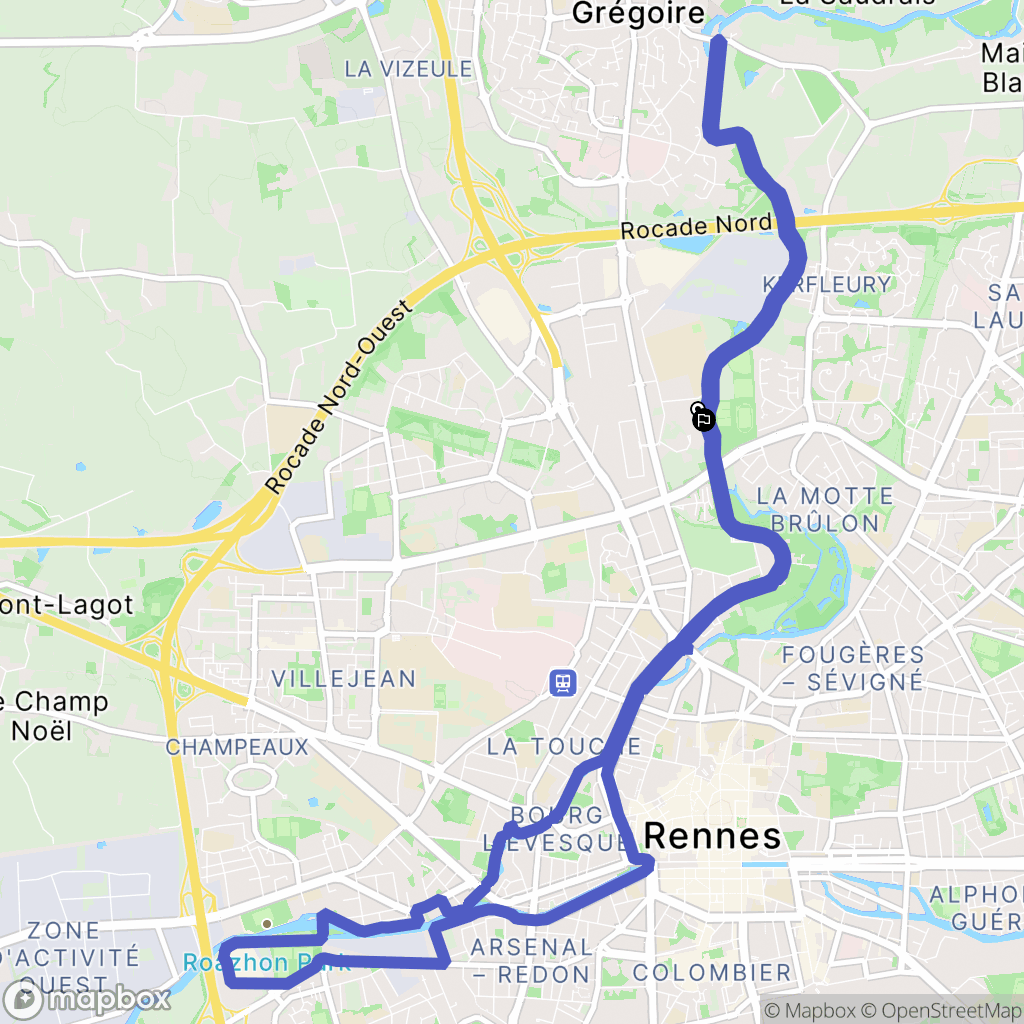 Rennes : carte du parcours de randonnée - France