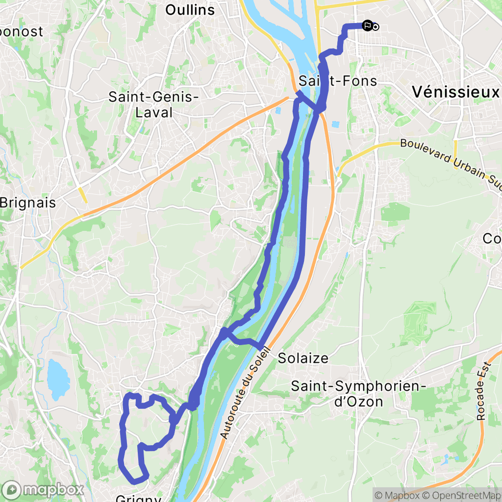 Saint-Fons : carte du parcours de randonnée - France