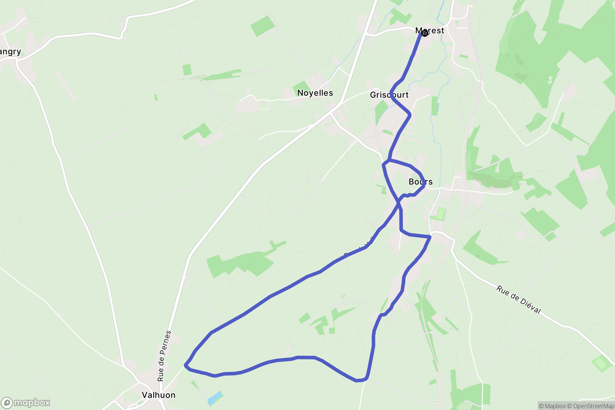 Marest : carte du parcours de randonnée - France