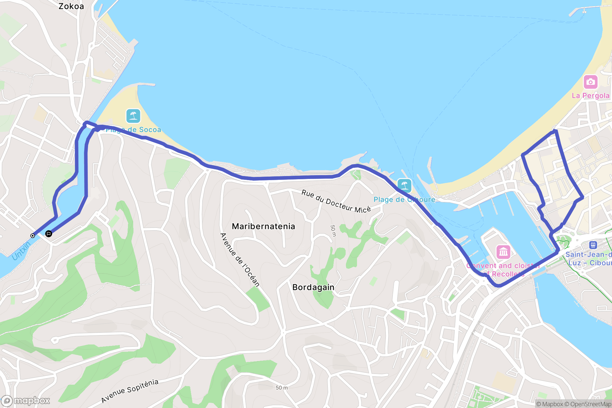 Urrugne : carte du parcours de randonnée - France