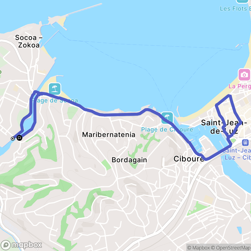 Urrugne : carte du parcours de randonnée - France