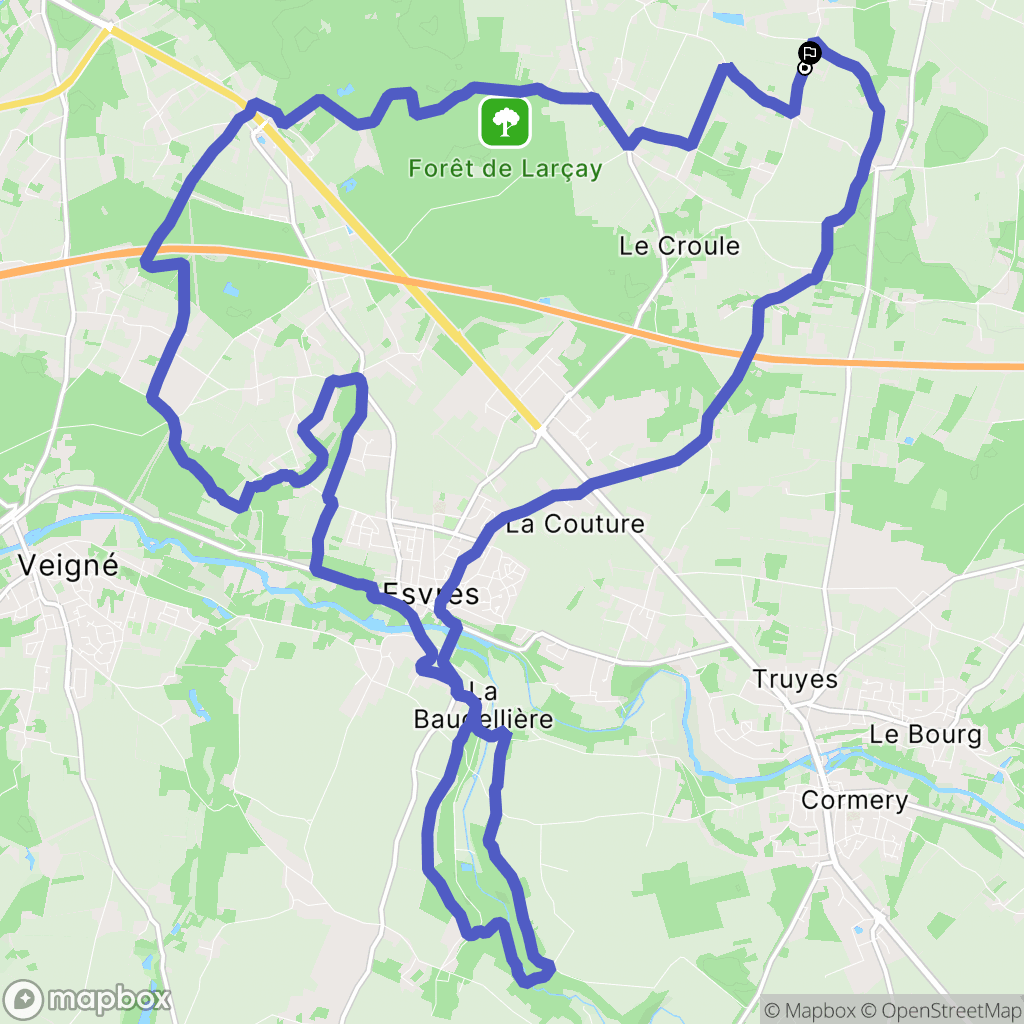 Azay-sur-Cher : carte du parcours de randonnée - France