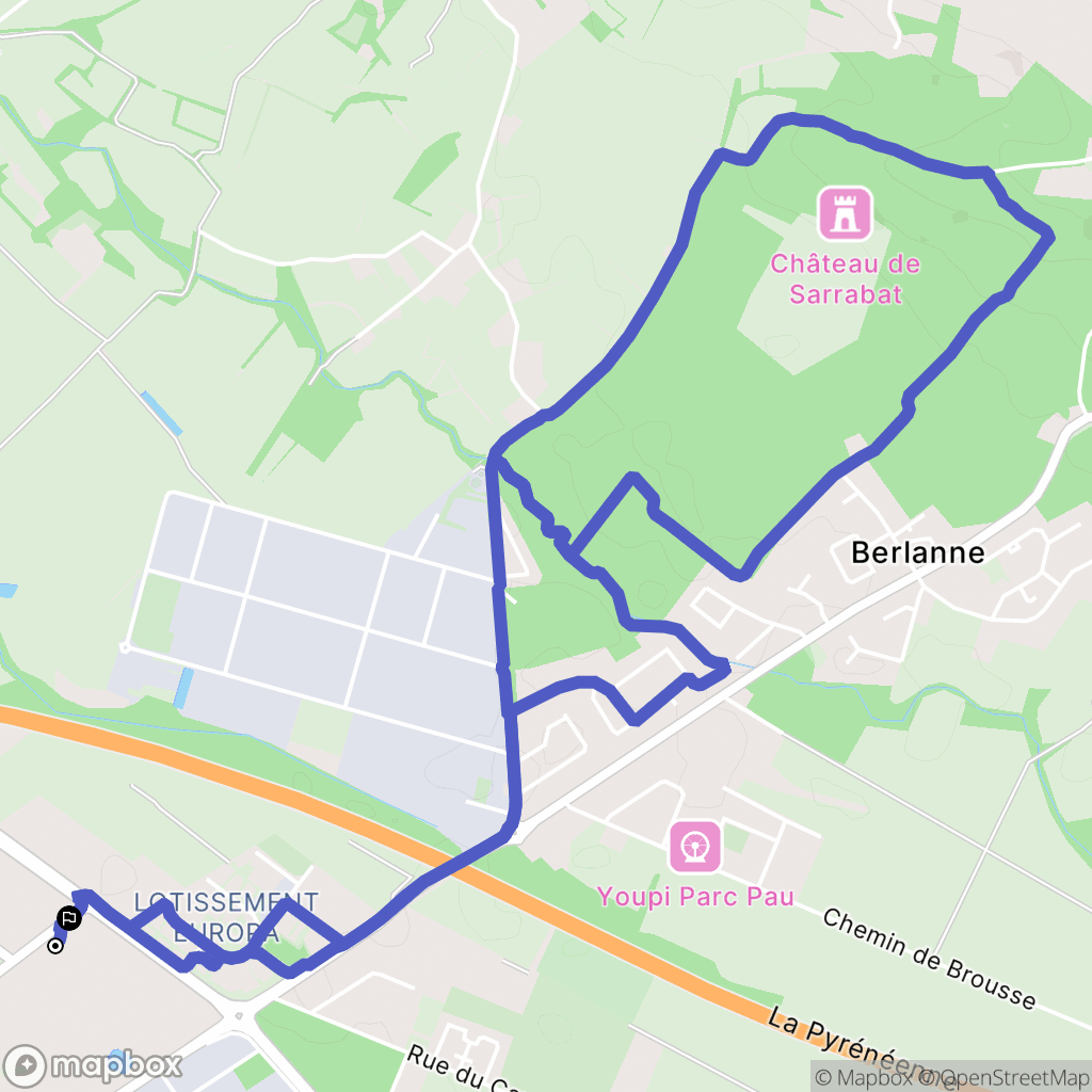 Pau : carte du parcours de randonnée - France