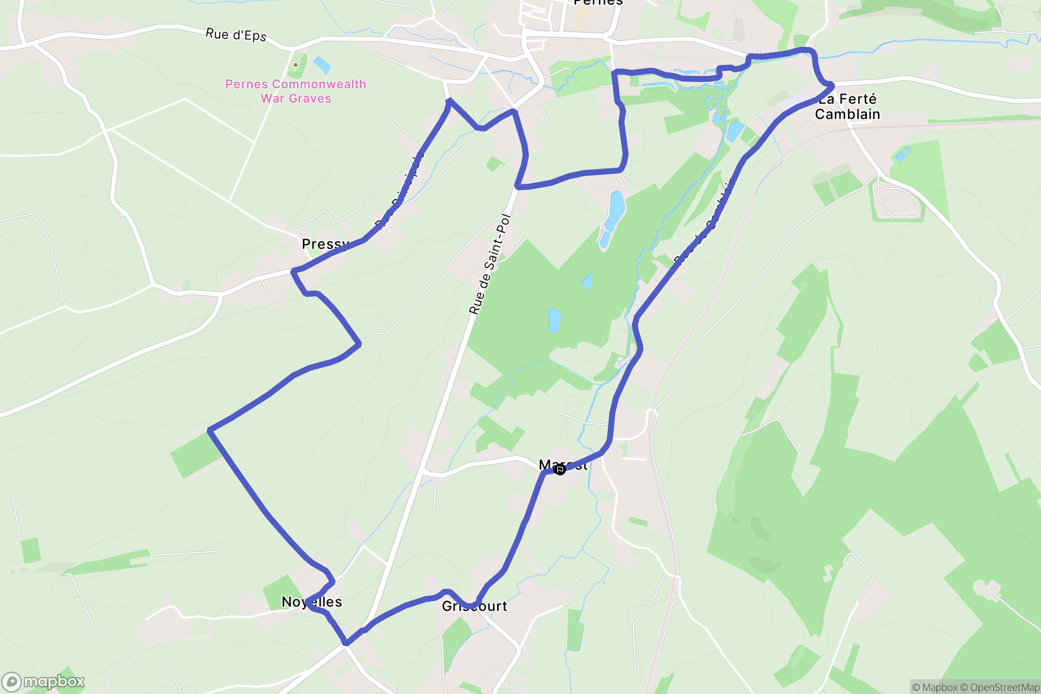 Marest : carte du parcours de randonnée - France