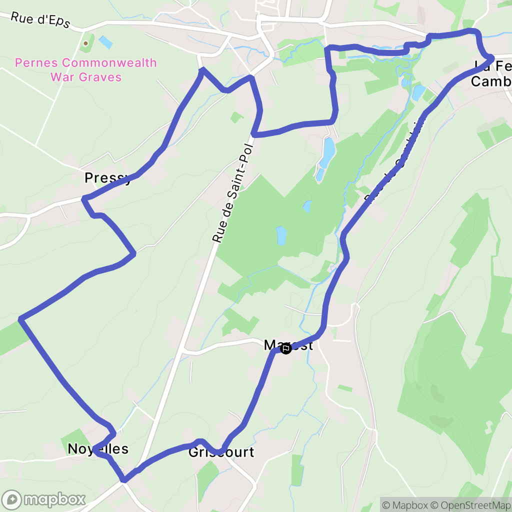 Marest : carte du parcours de randonnée - France