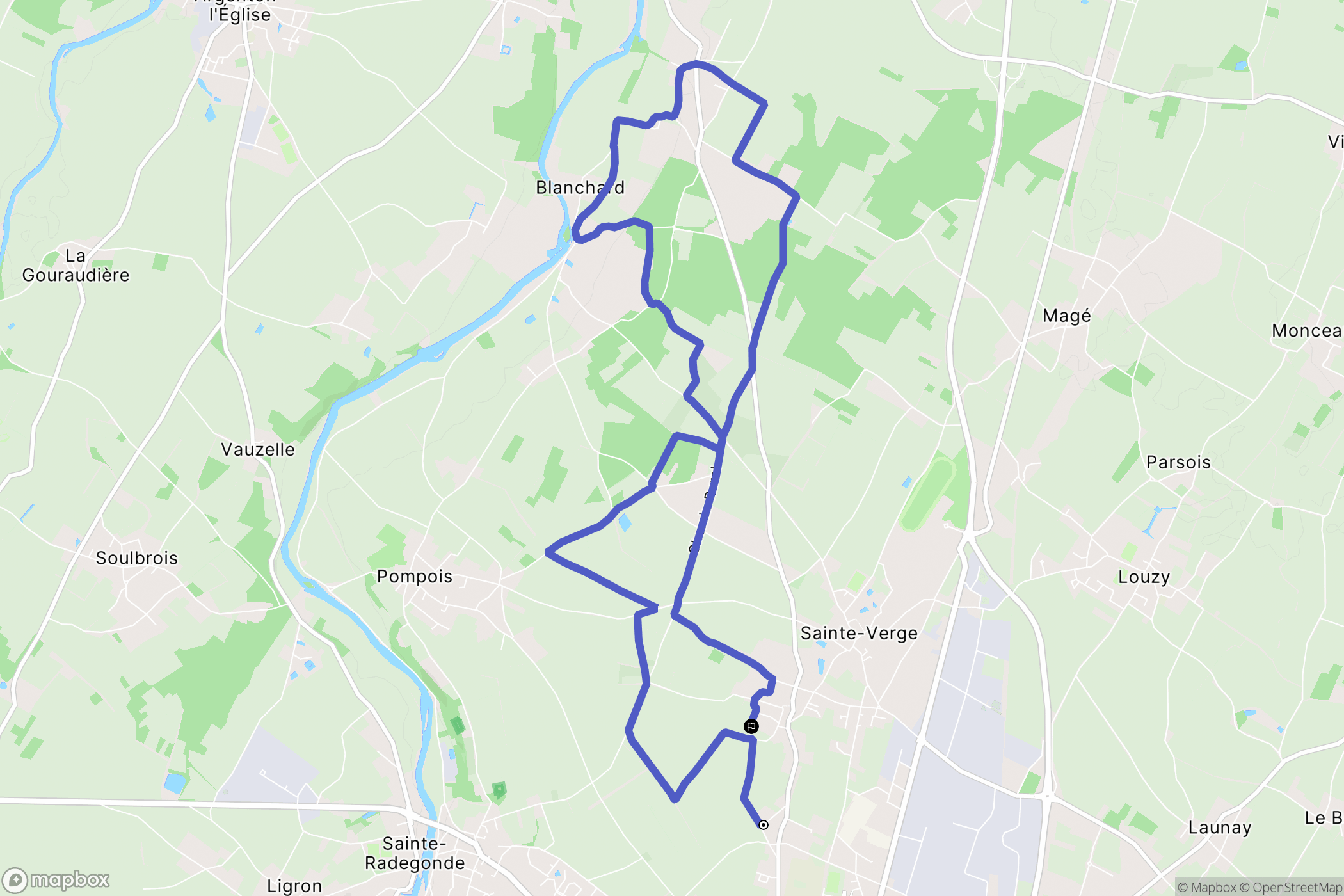 Sainte-Verge : carte du parcours de randonnée - France
