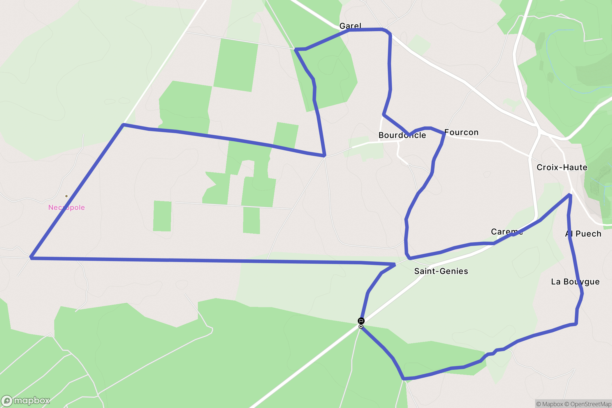 Cazals : carte du parcours de randonnée - France