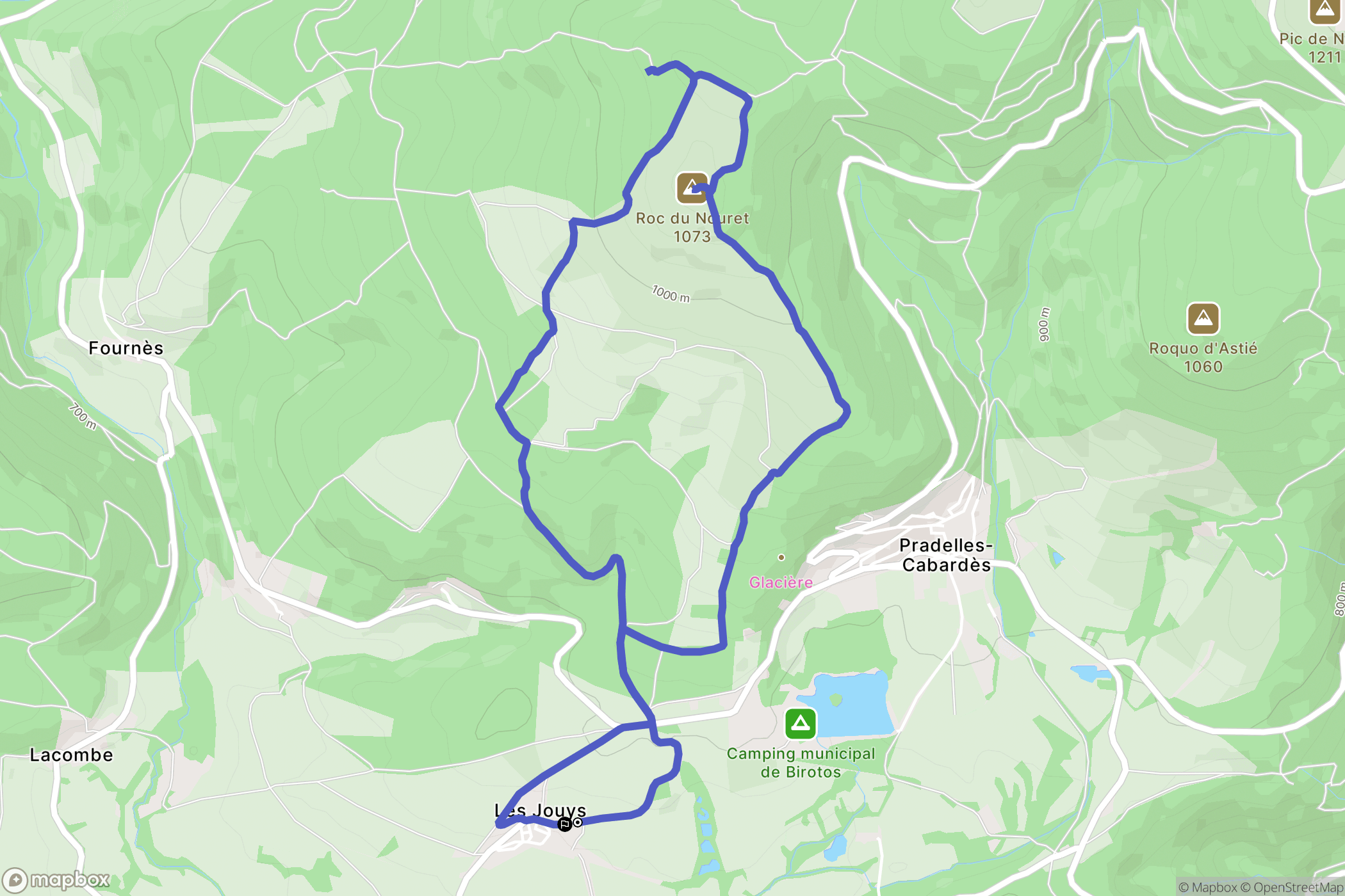Pradelles-Cabardès : carte du parcours de randonnée - France