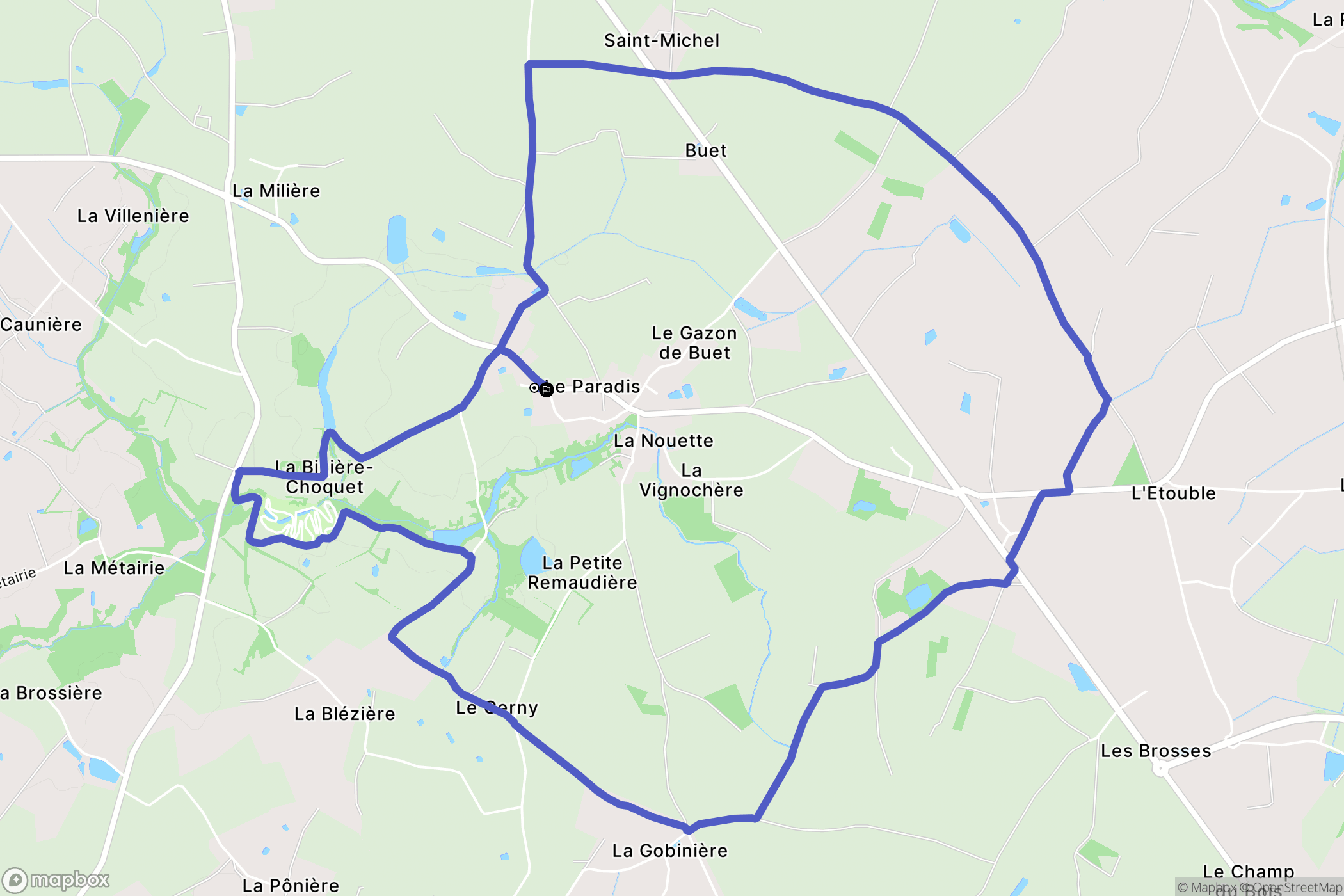 Beaufou : carte du parcours de randonnée - France