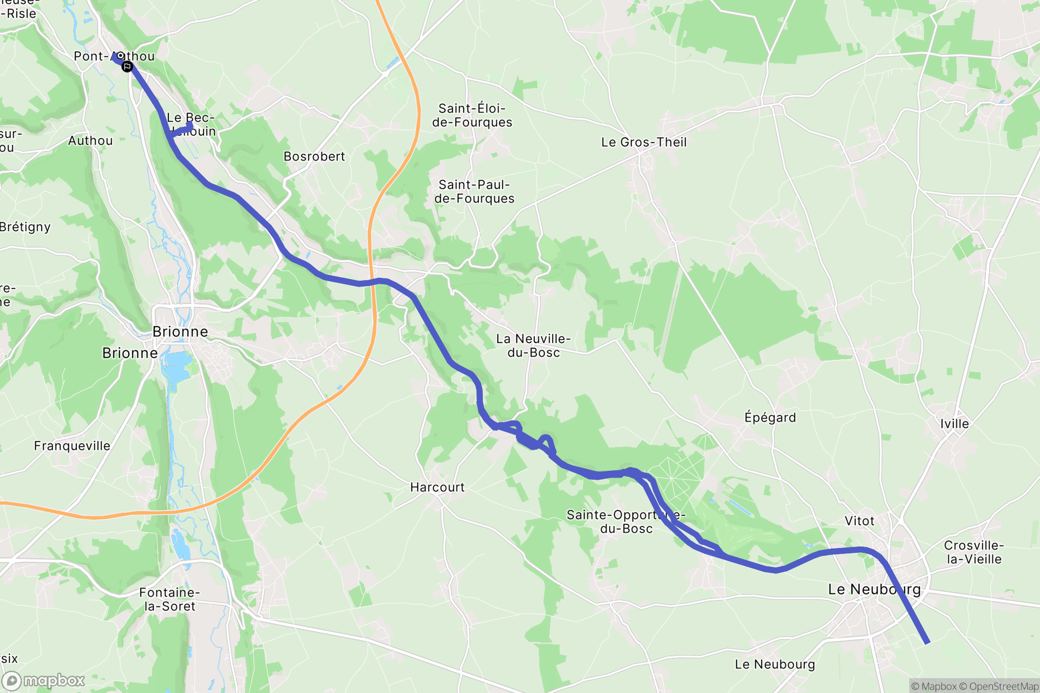 Pont-Authou : carte du parcours de randonnée - France