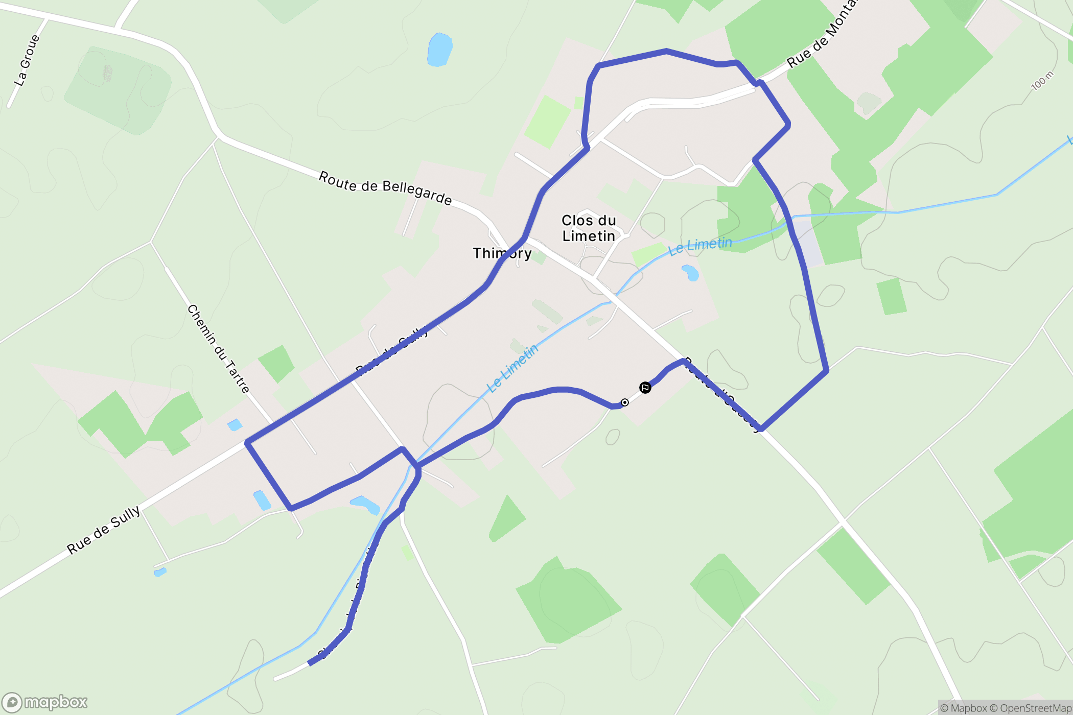 Thimory : carte du parcours de randonnée - France