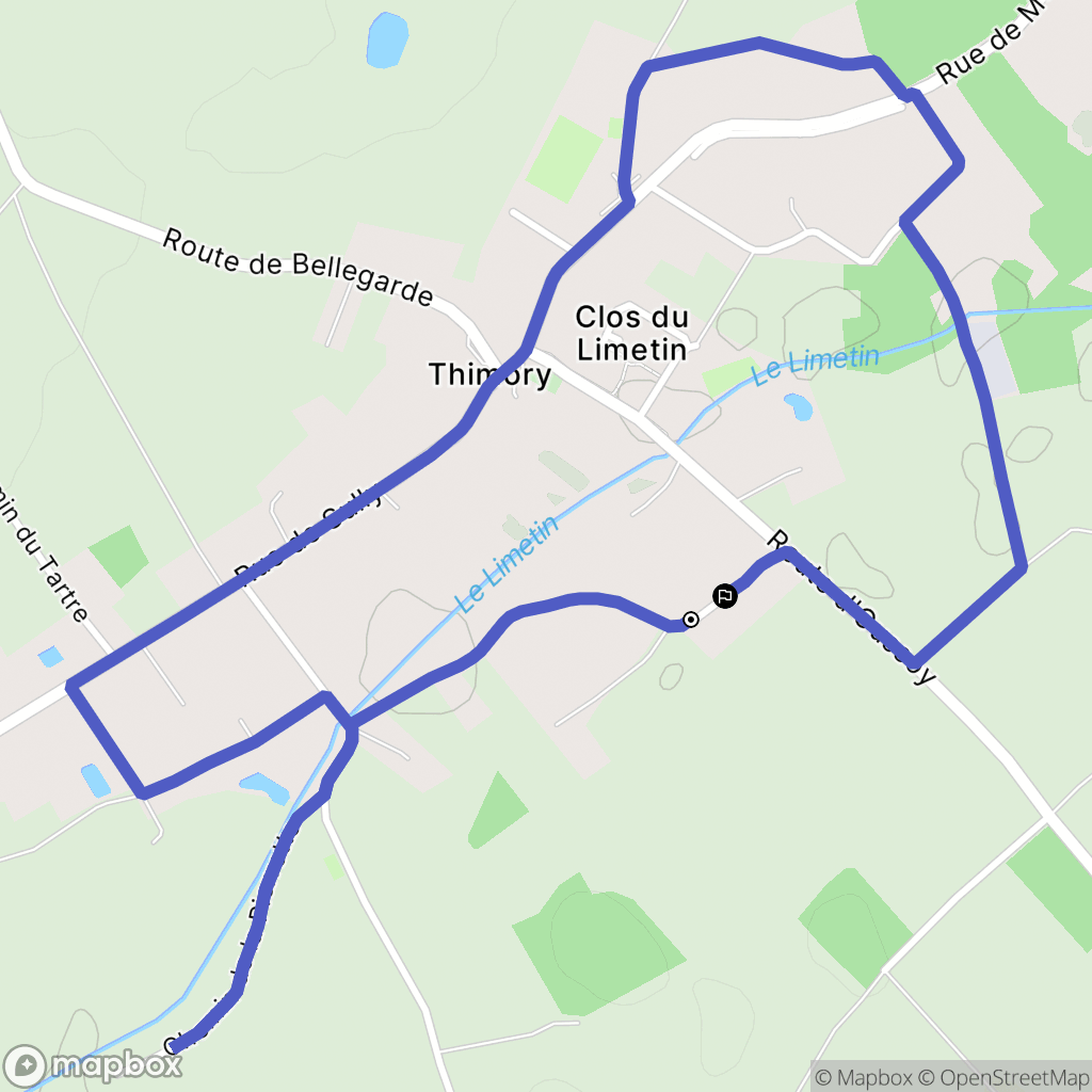Thimory : carte du parcours de randonnée - France