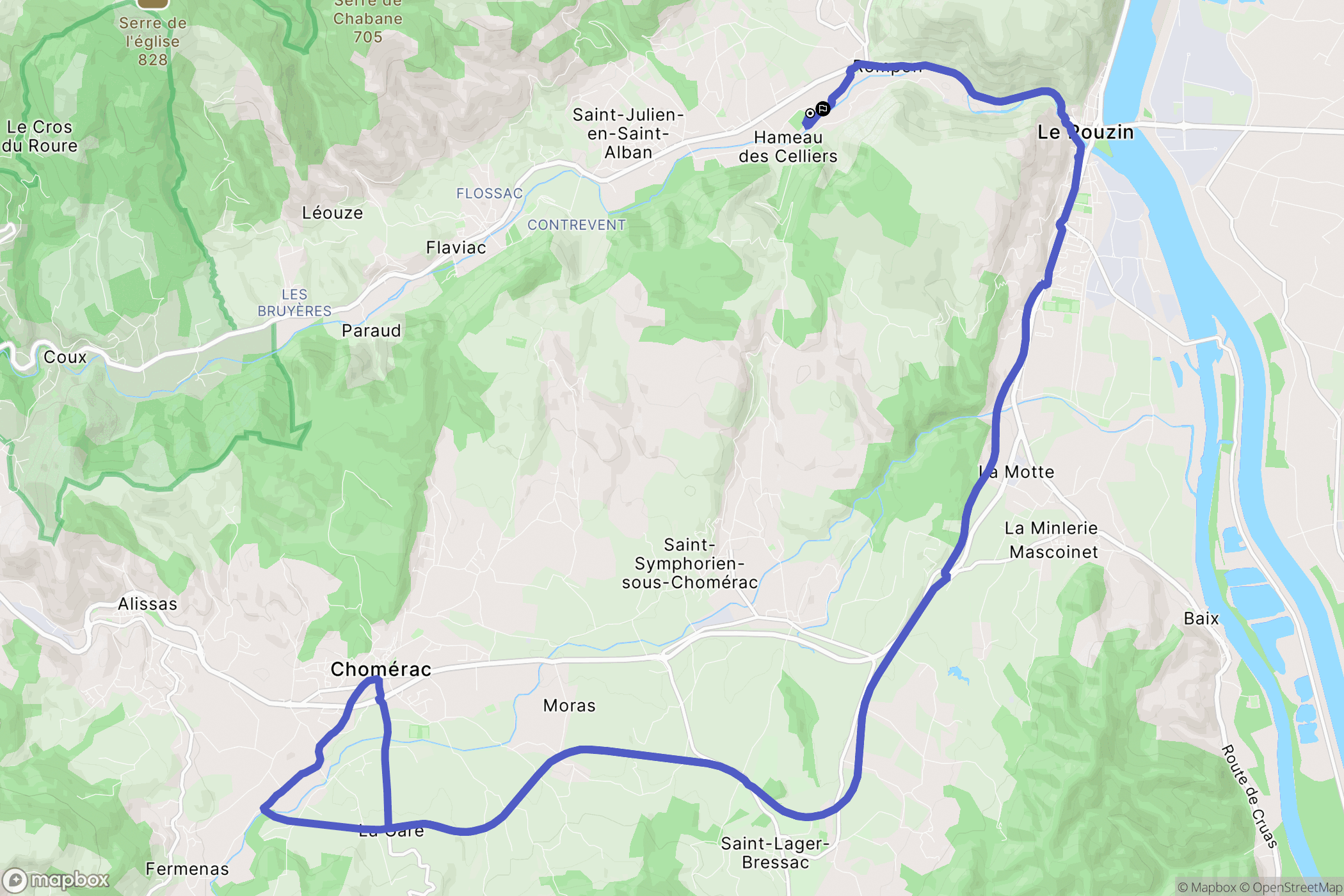 Saint-Julien-en-Saint-Alban : carte du parcours de randonnée - France